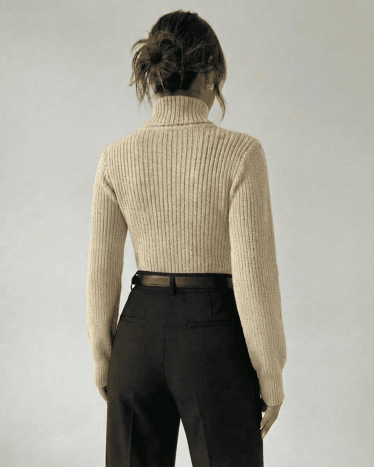 Ivory Sweater – Ivory Cotton sweater, side view by Slimona