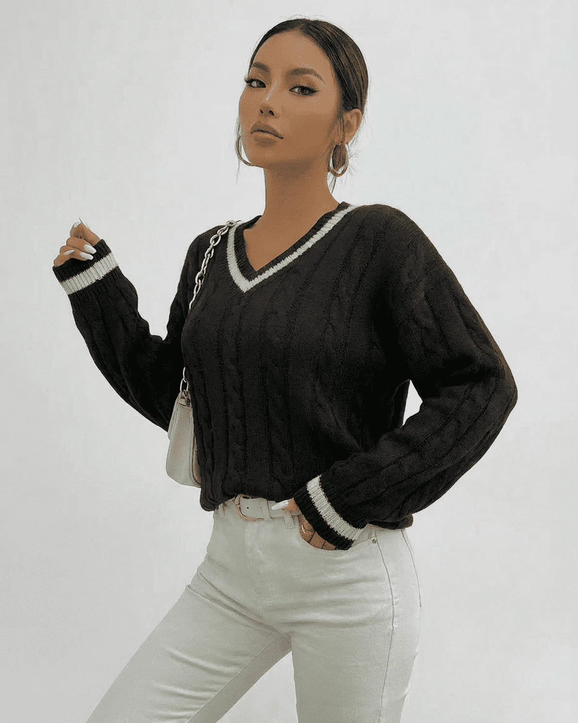 Verona Sweater – Red Cotton sweater, side view by Slimona