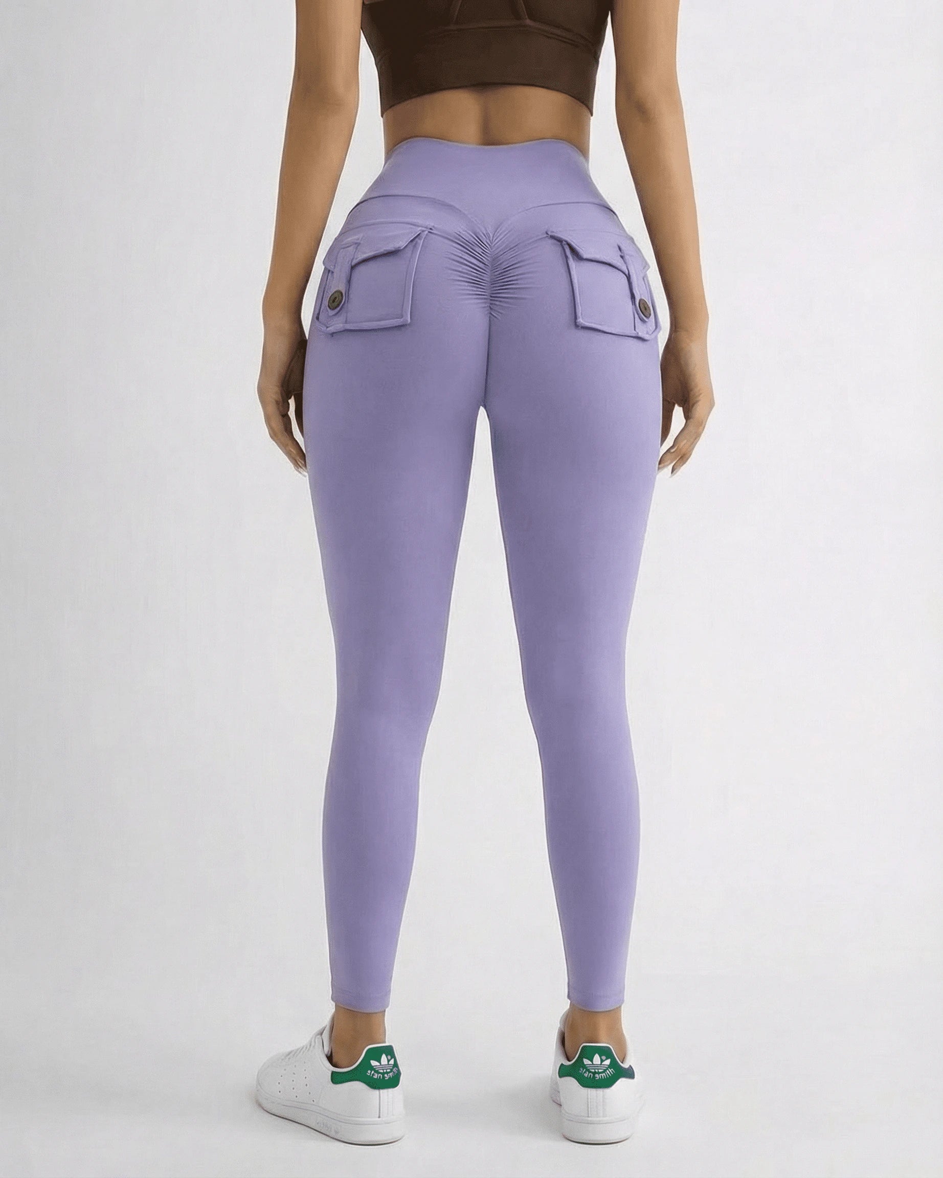 Iris Leggings – Lavender leggings, side view by Slimona