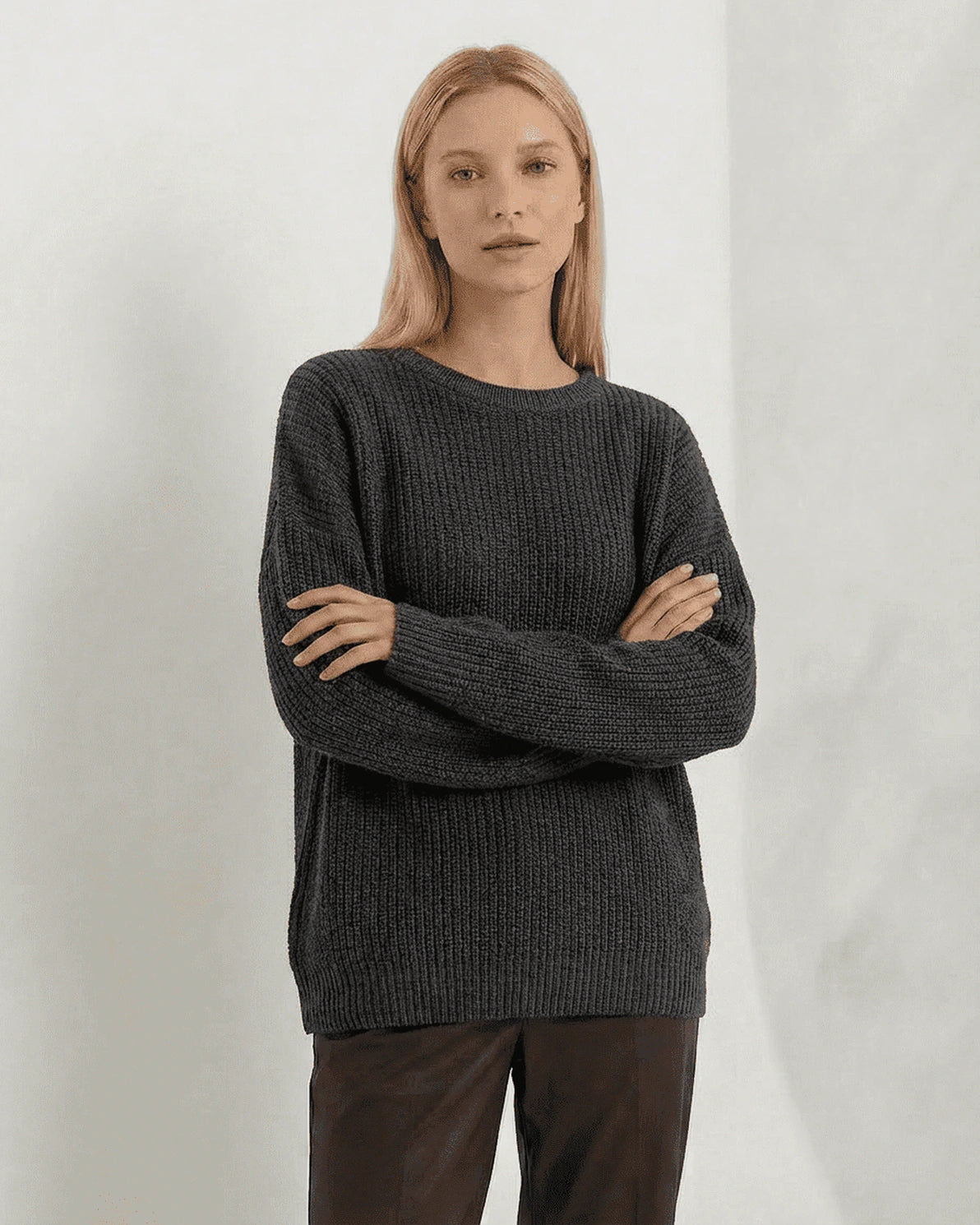 August Sweater – Knit sweater, side view by Slimona