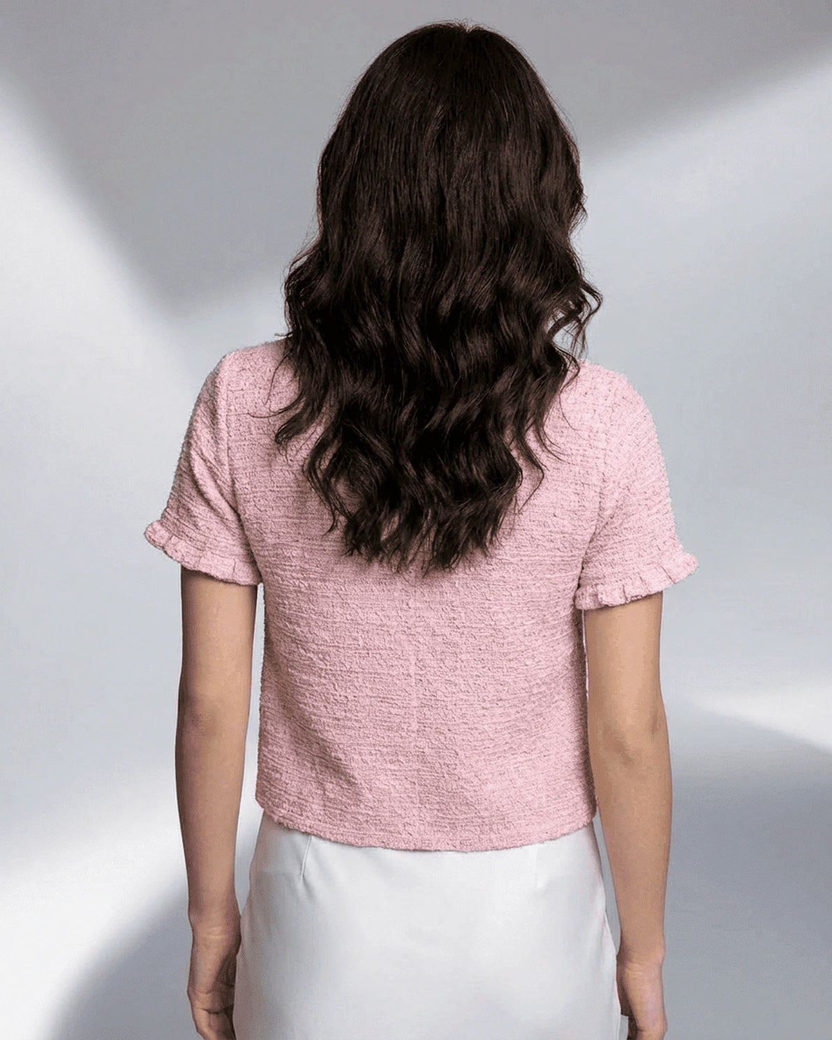 Camellia Cardigan – Camel Satin cardigan, side view by Slimona