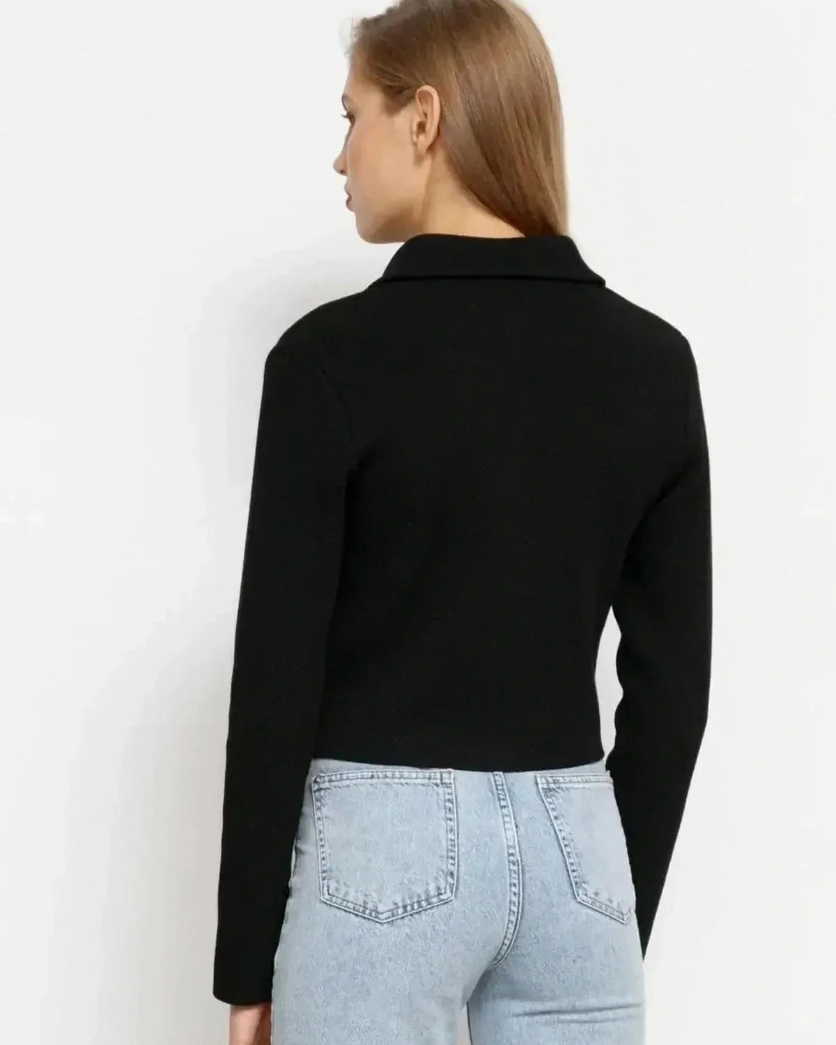 Noir Jacket – Black Cotton jacket, side view by Slimona