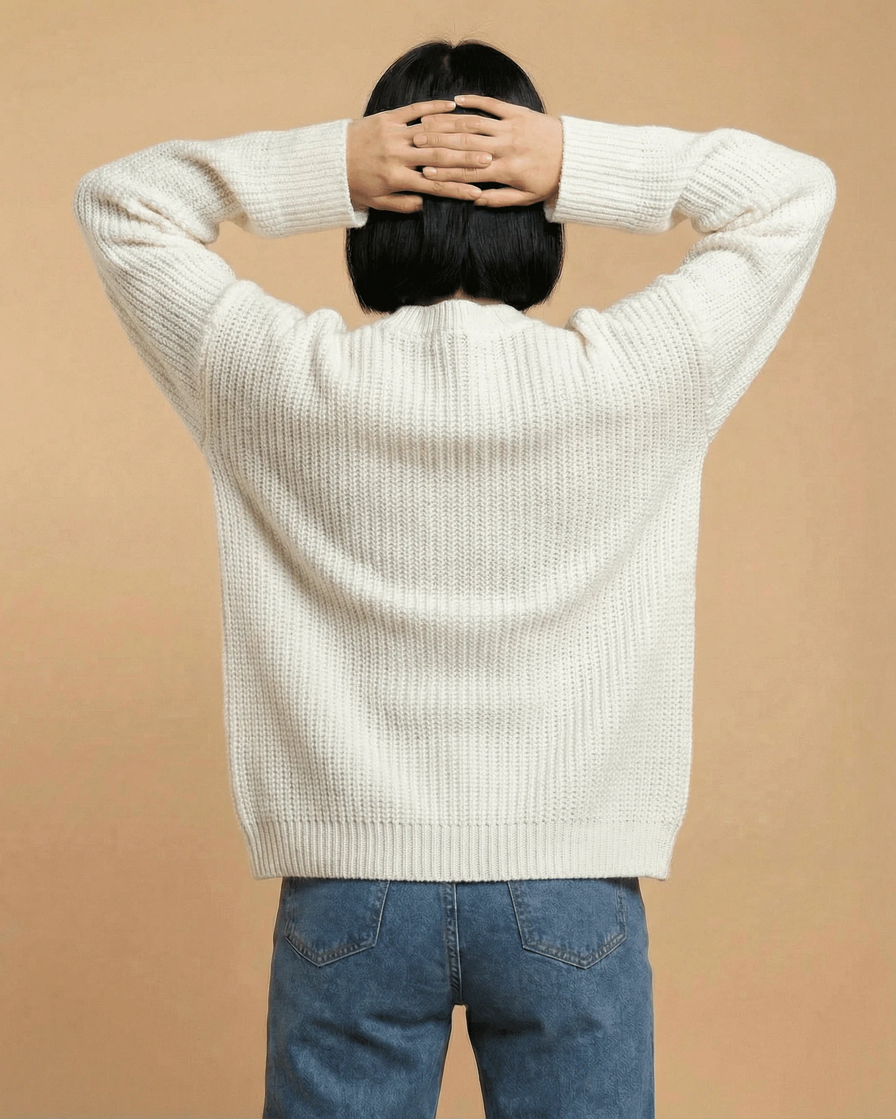 November Cardigan – Ember Red Cotton cardigan, side view by Slimona