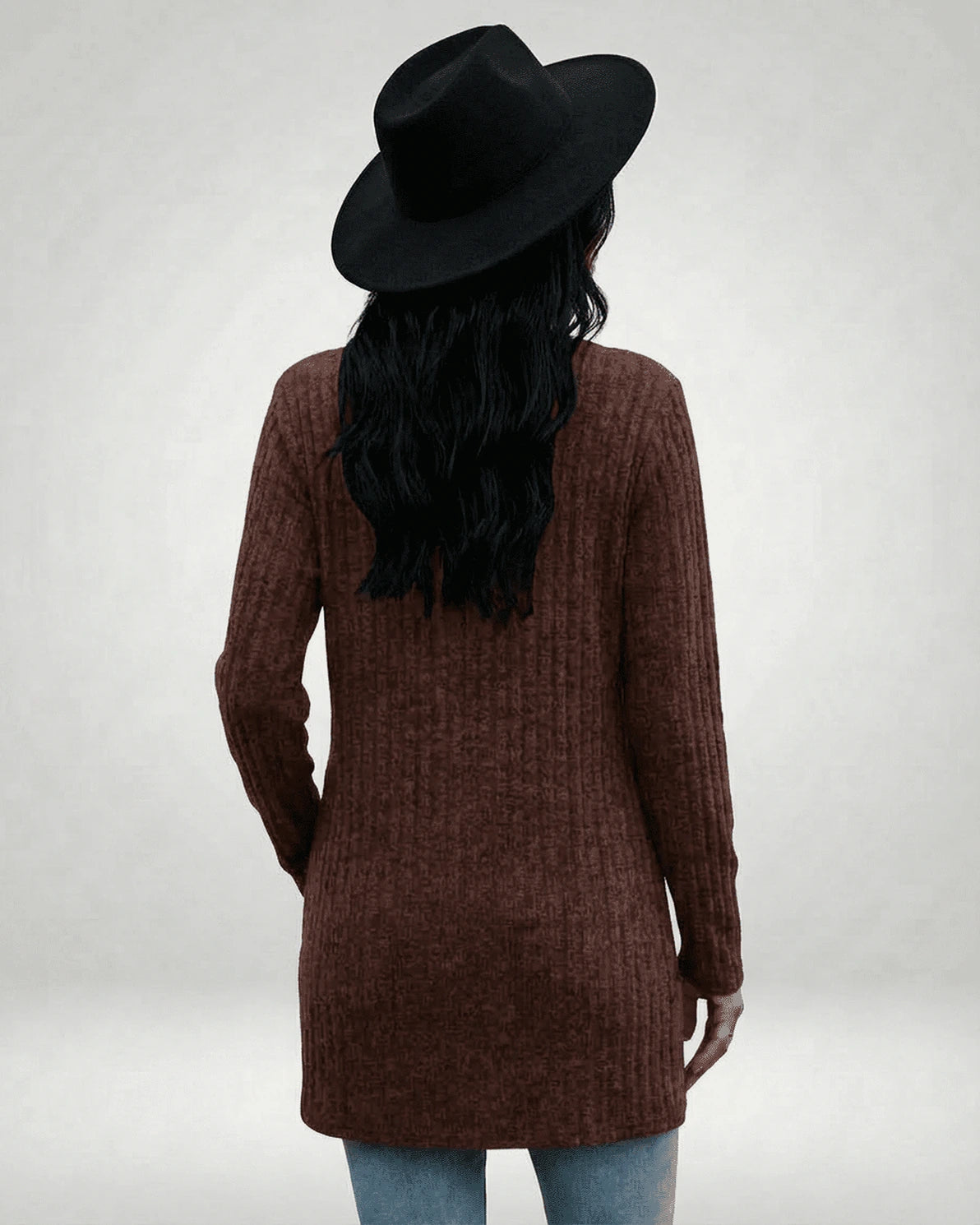 Cairo Cardigan – Brown Cotton cardigan, side view by Slimona