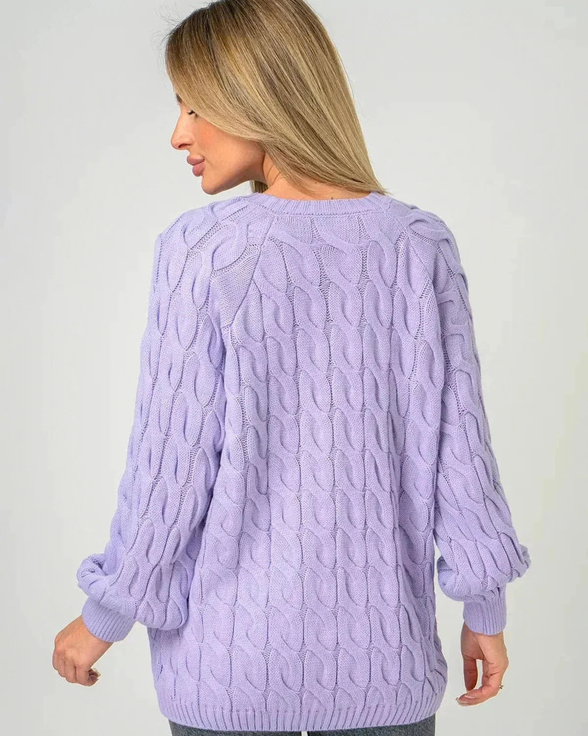 Lyra Sweater – Lavender Cotton sweater, side view by Slimona