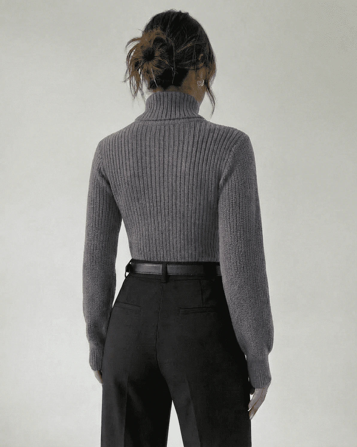 Slate Sweater – Gray Cotton sweater, side view by Slimona