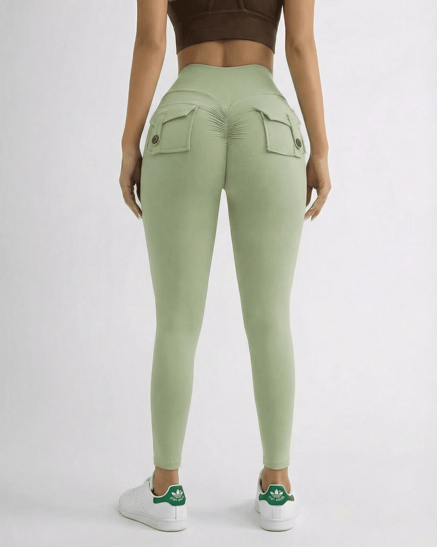 Iris Leggings Mint – Mint leggings, side view by Slimona