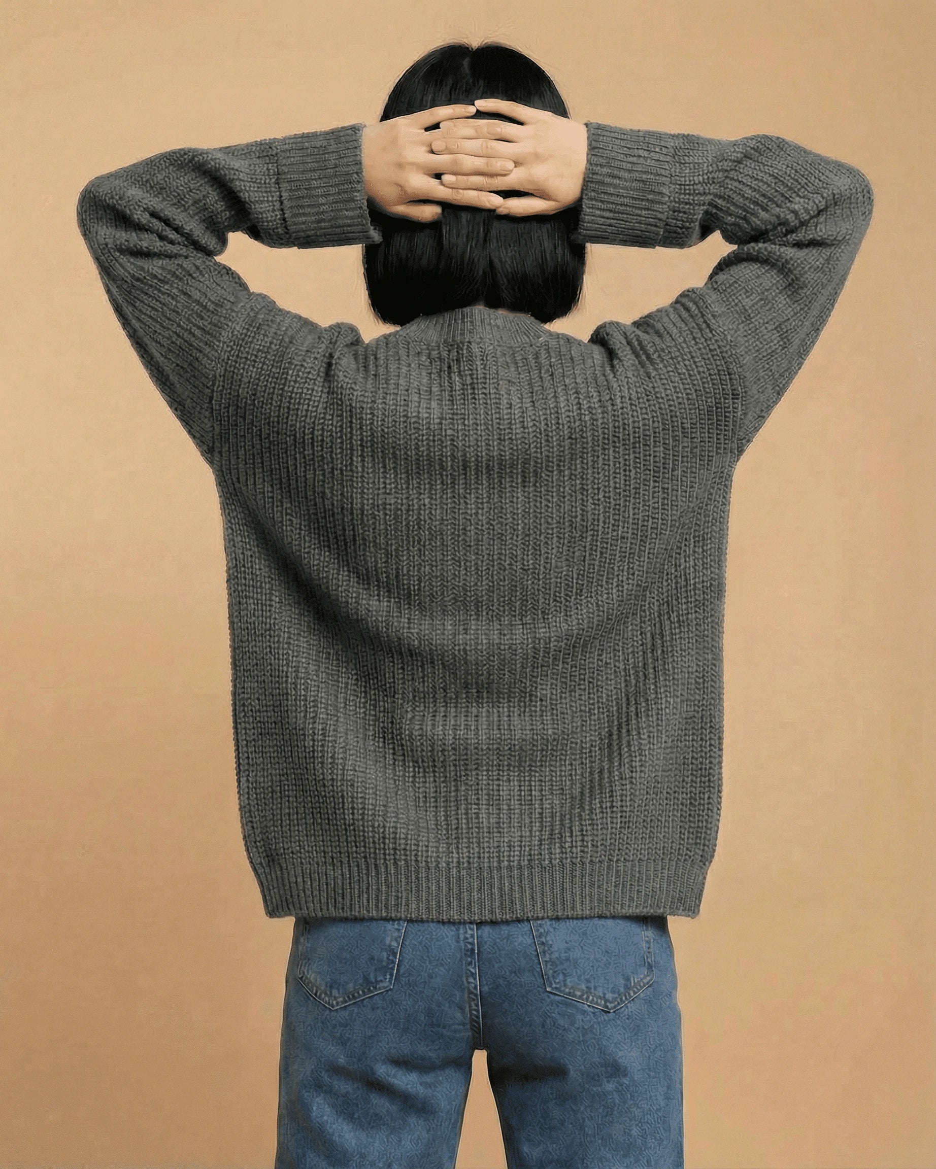 Linden Cardigan – Red Cotton cardigan, side view by Slimona