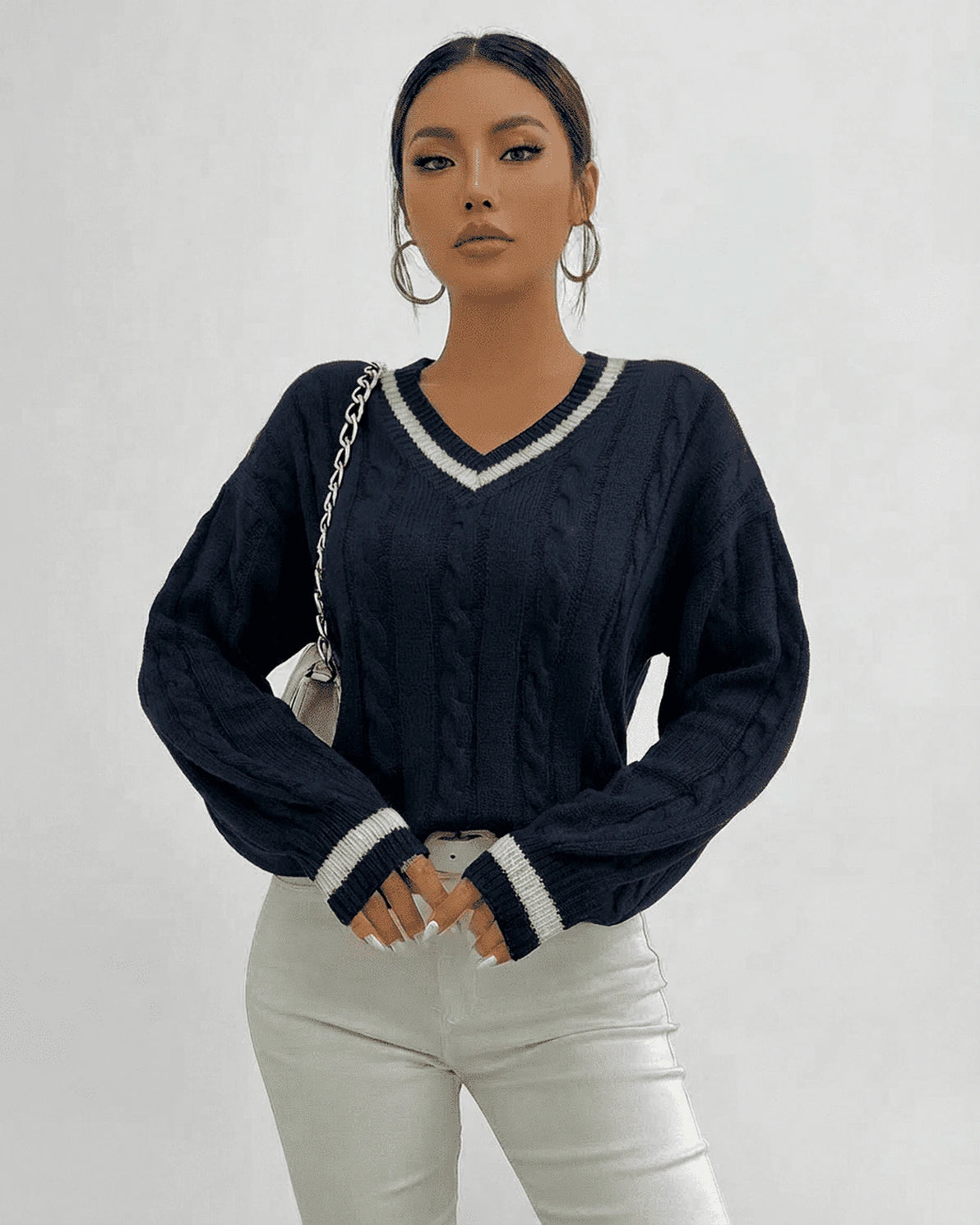 Marina Sweater – Red Cotton sweater, back view by Slimona