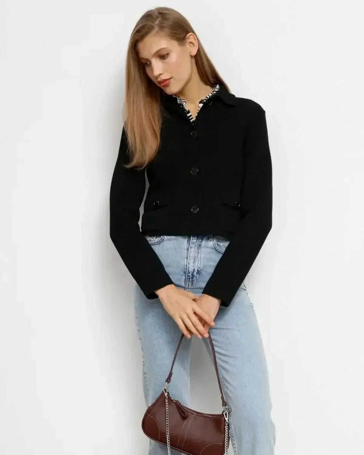 Noir Jacket – Black Cotton jacket, back view by Slimona