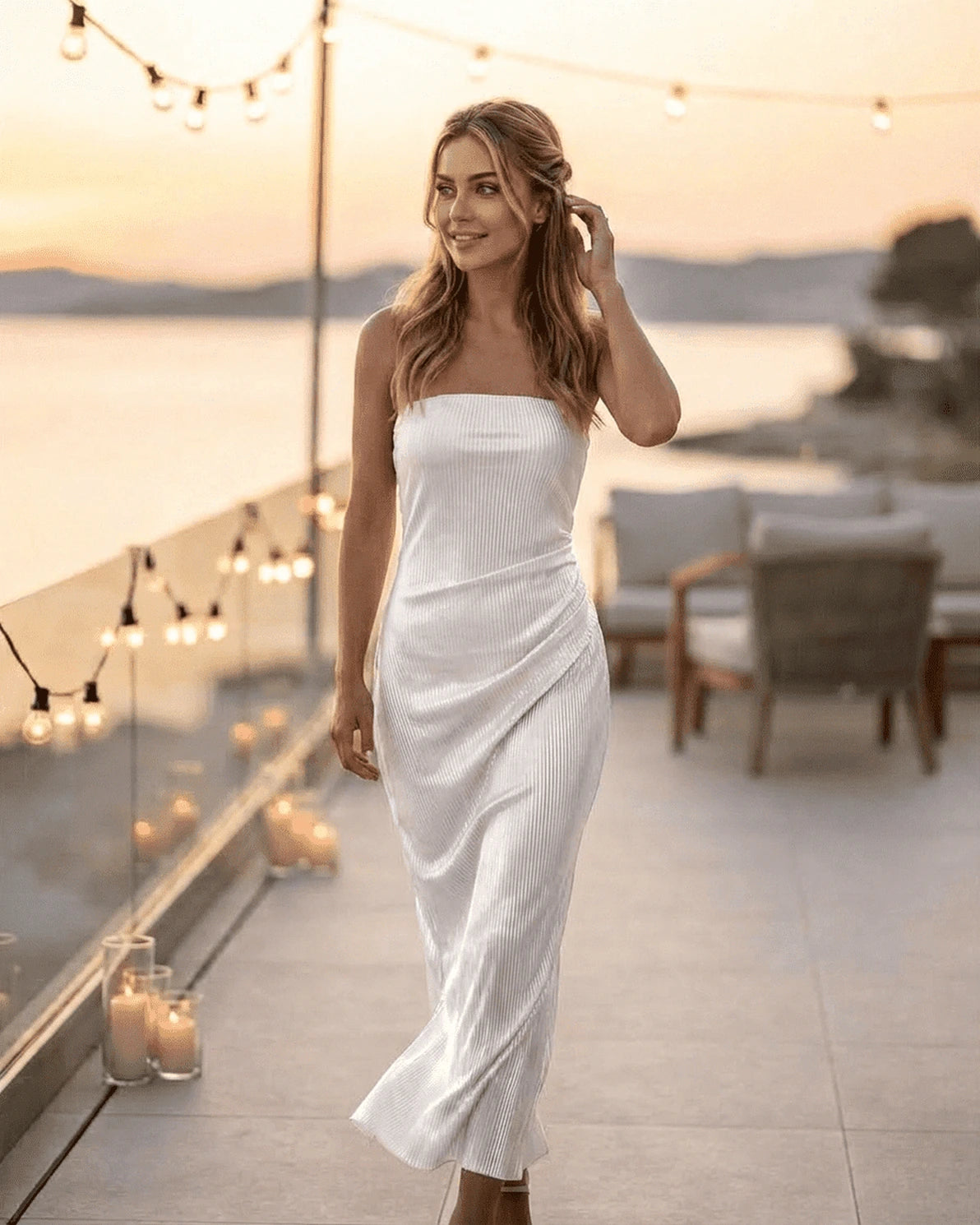 Pearl Maxi Dress – Red Cotton Strapless maxi dress, detail view by Slimona
