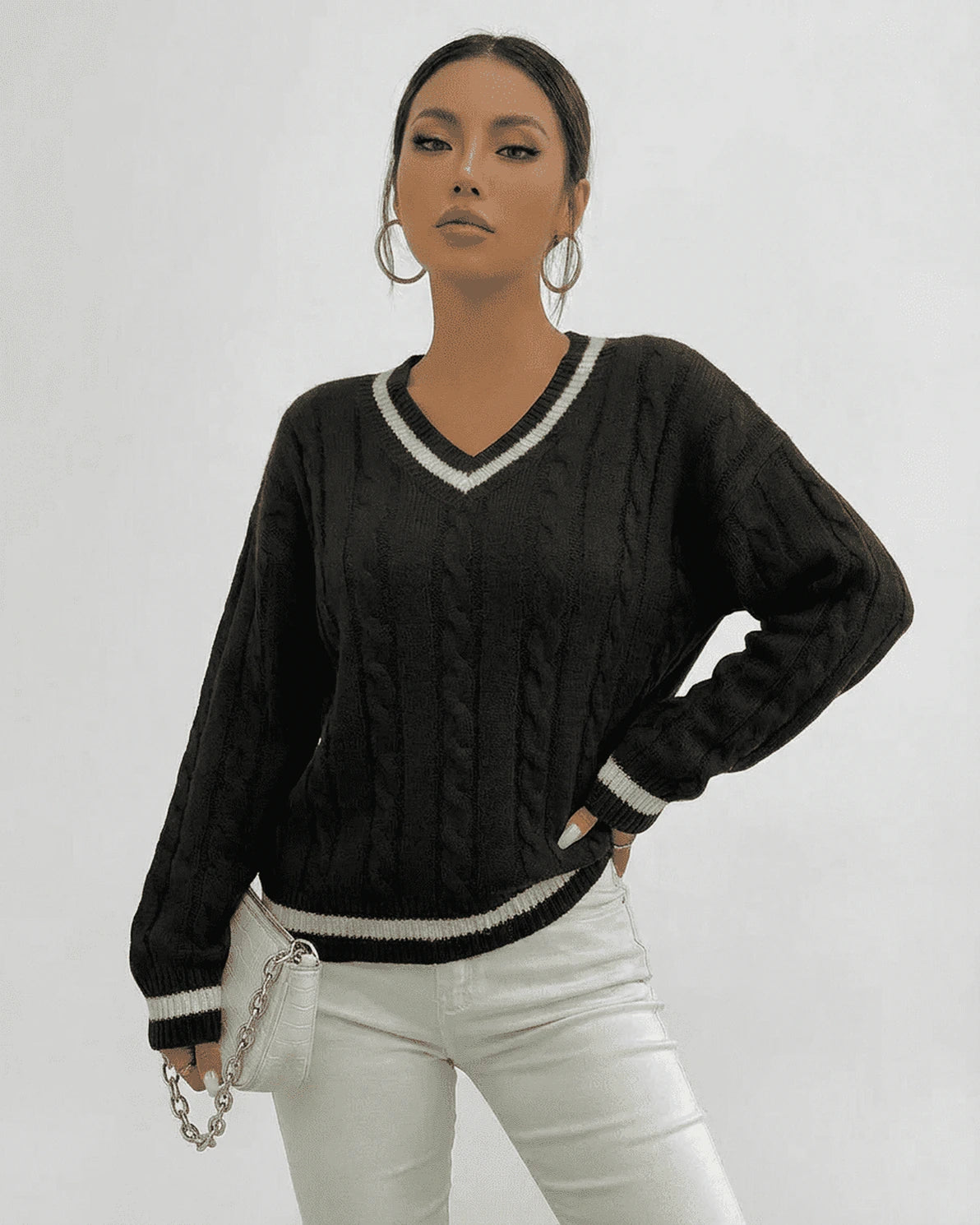 Verona Sweater – Red Cotton sweater, detail view by Slimona