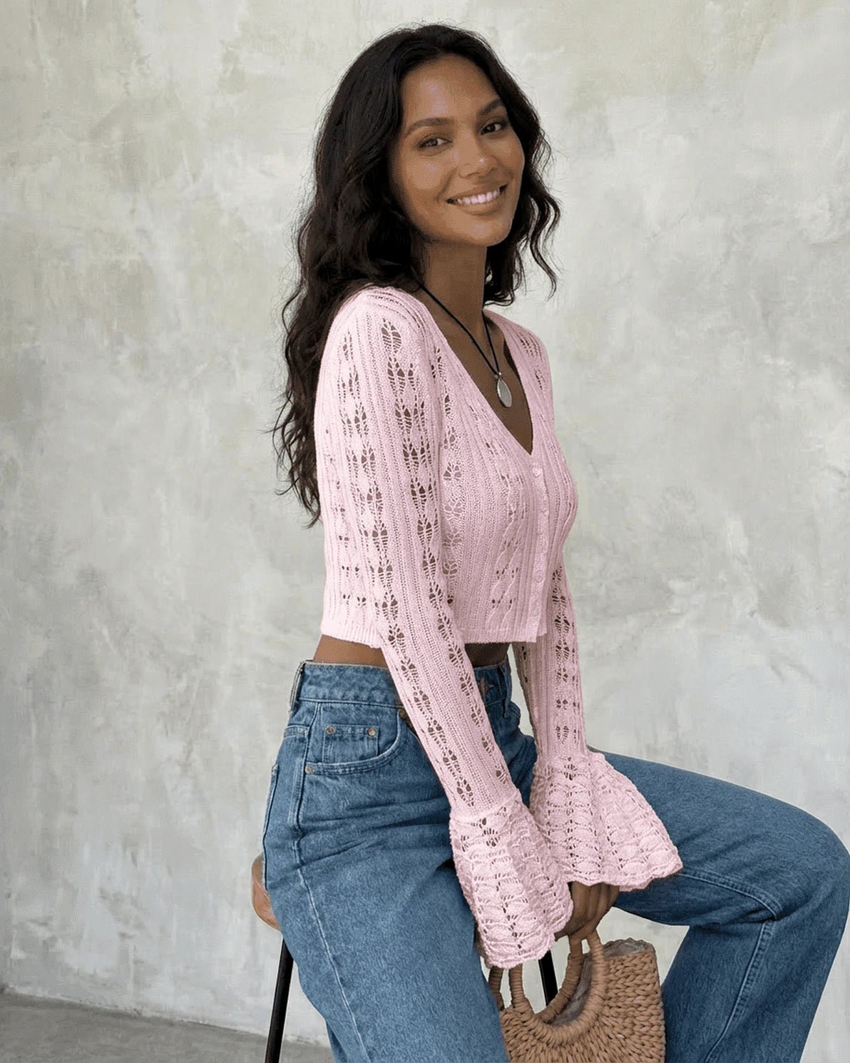 Blossom Cardigan – Red Cotton cardigan, styled look by Slimona