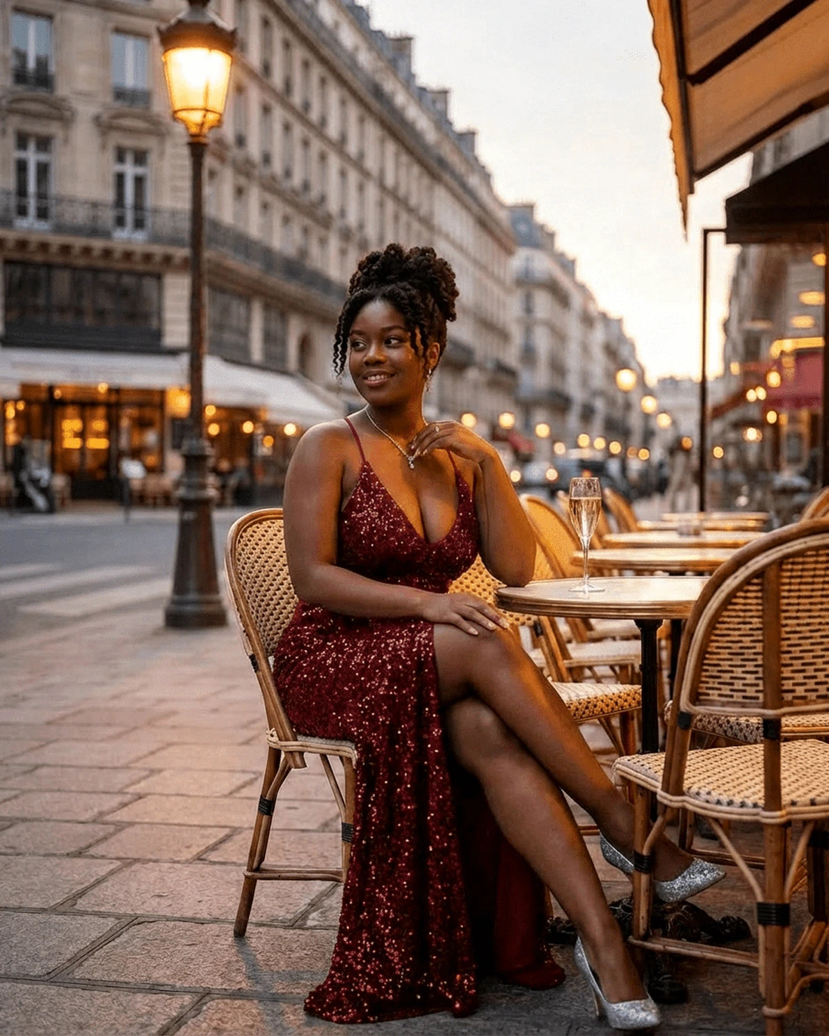 Seren Maxi Dress – Burgundy Velvet V Neck maxi dress, styled look by Slimona