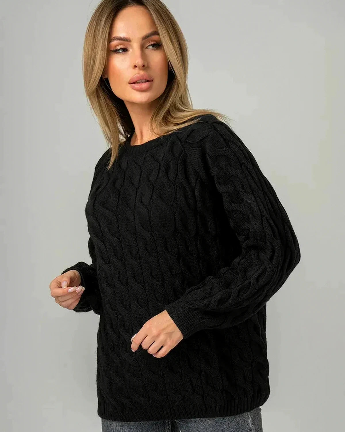 Vega Sweater – Black Cotton sweater, styled look by Slimona
