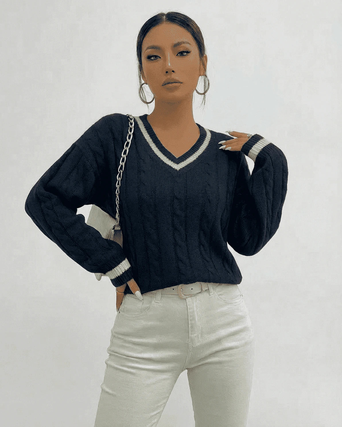 Marina Sweater – Red Cotton sweater, styled look by Slimona
