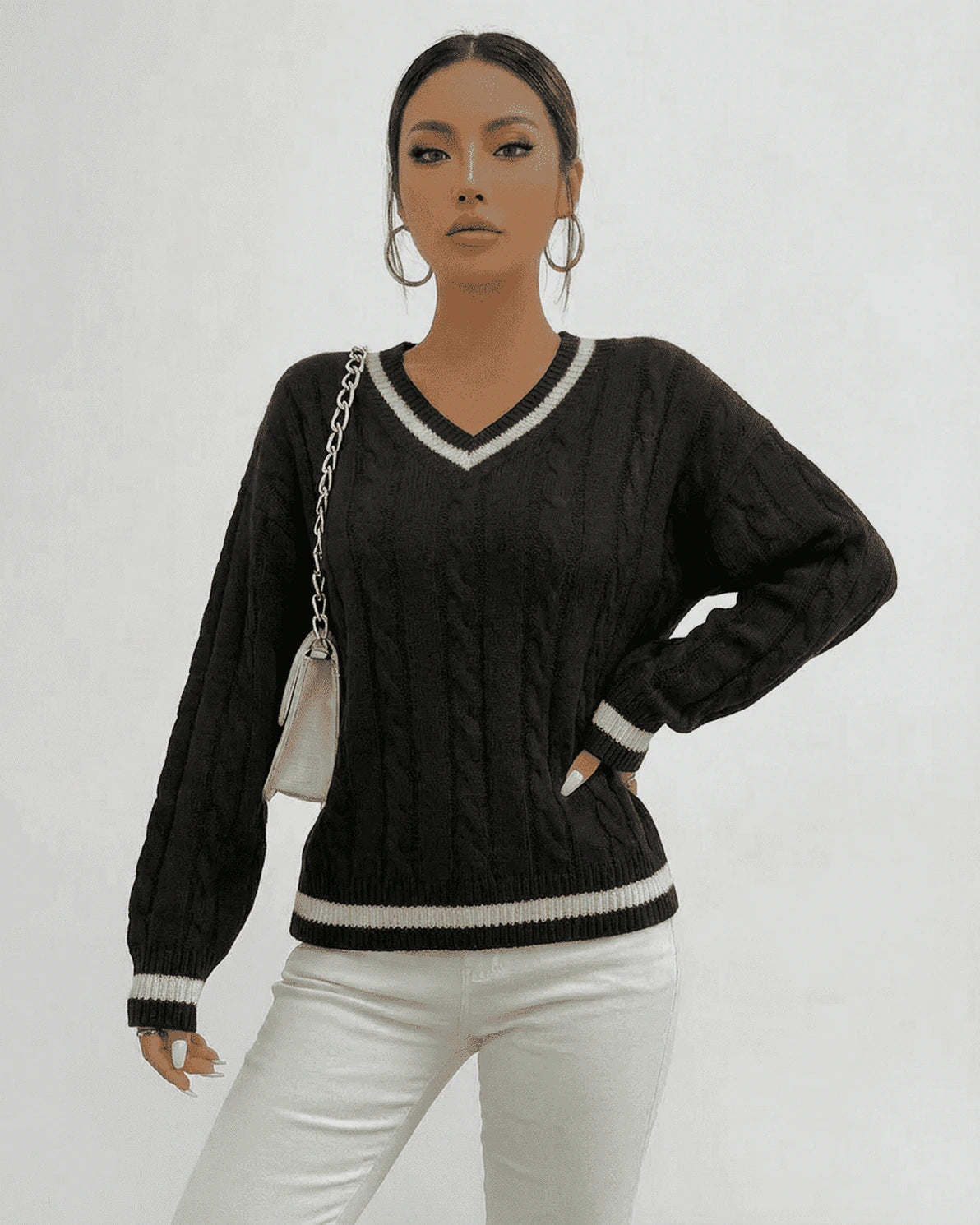 Verona Sweater – Red Cotton sweater, alternate angle by Slimona