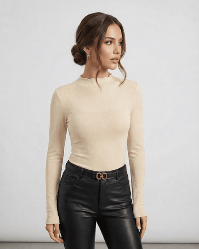 Alba Blouse by Slimona, long sleeve sequin blouse with round neck and modern slim fit.