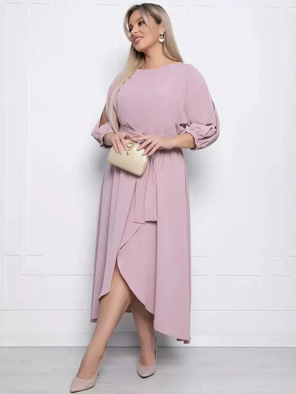 Blush Aura Midi Dress in lilac, featuring shoulder cut-outs, perfect for weddings, parties, or summer events.