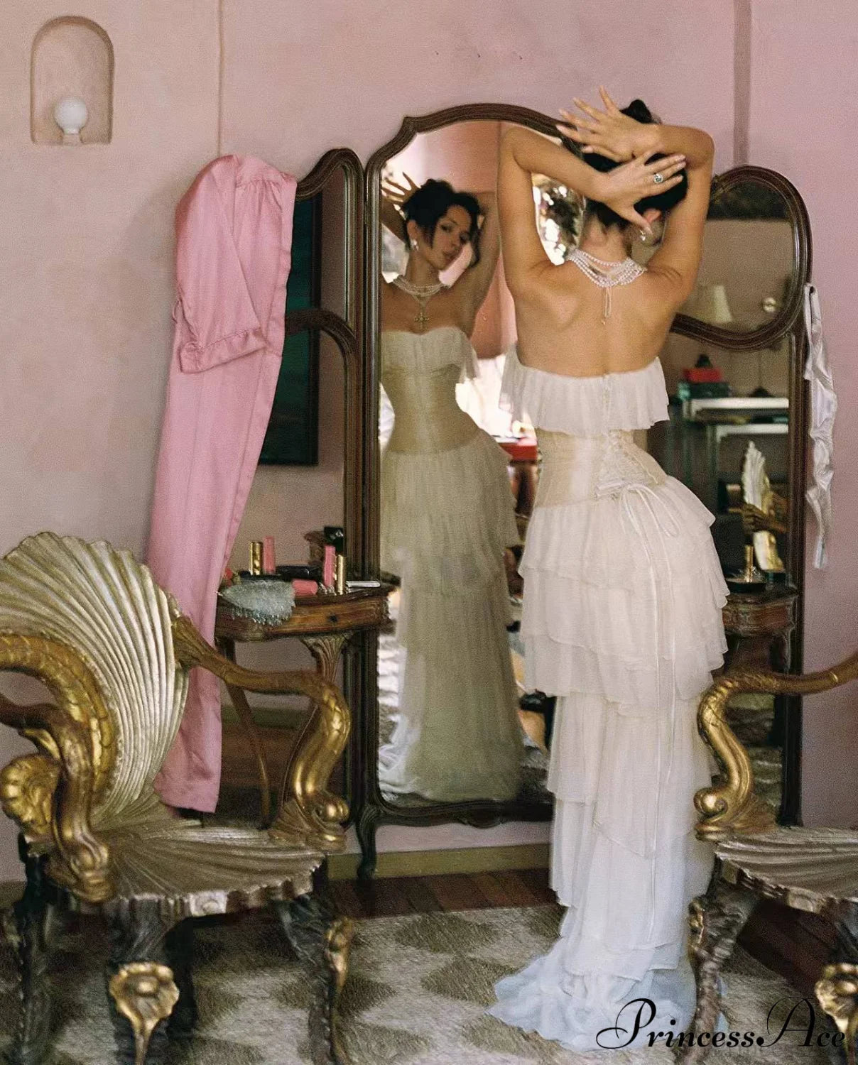 Cora Women's Maxi Dress | Chiffon Frill Design, Elegant Summer Style 1