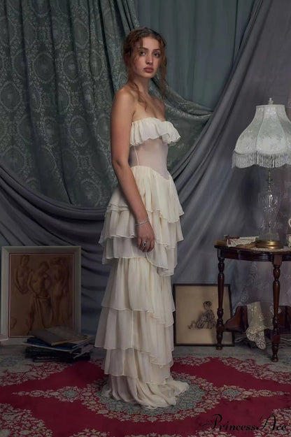 Cora Women's Maxi Dress | Chiffon Frill Design, Elegant Summer Style 2