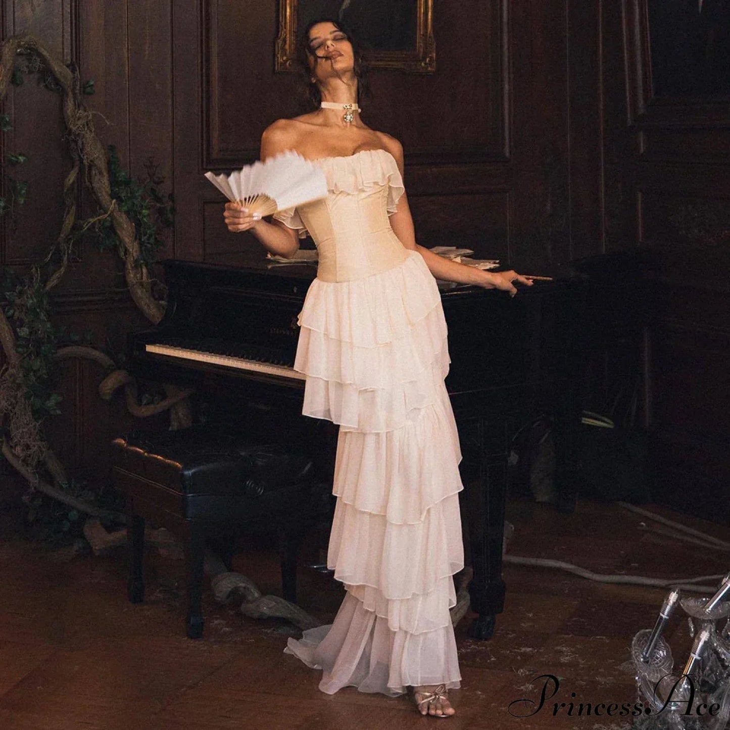 Cora Women's Maxi Dress | Chiffon Frill Design, Elegant Summer Style 3