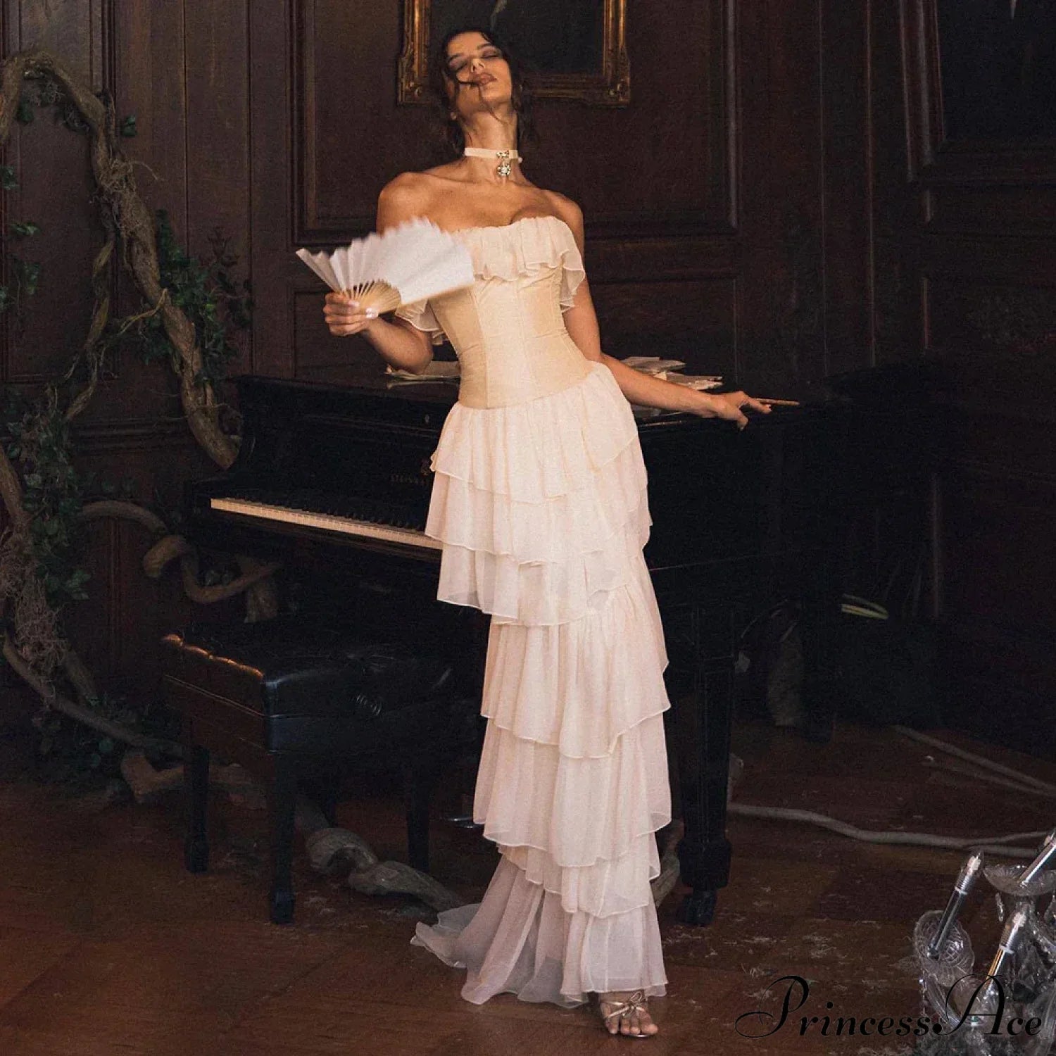 Cora Women's Maxi Dress | Chiffon Frill Design, Elegant Summer Style 3