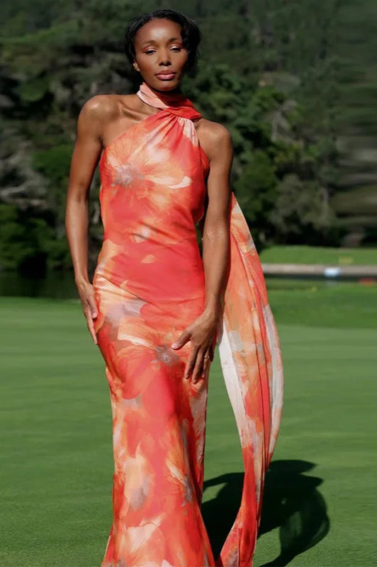 Evelyn Women's Formal Maxi Dress | Cotton Blend, Floor-Length Halter 5