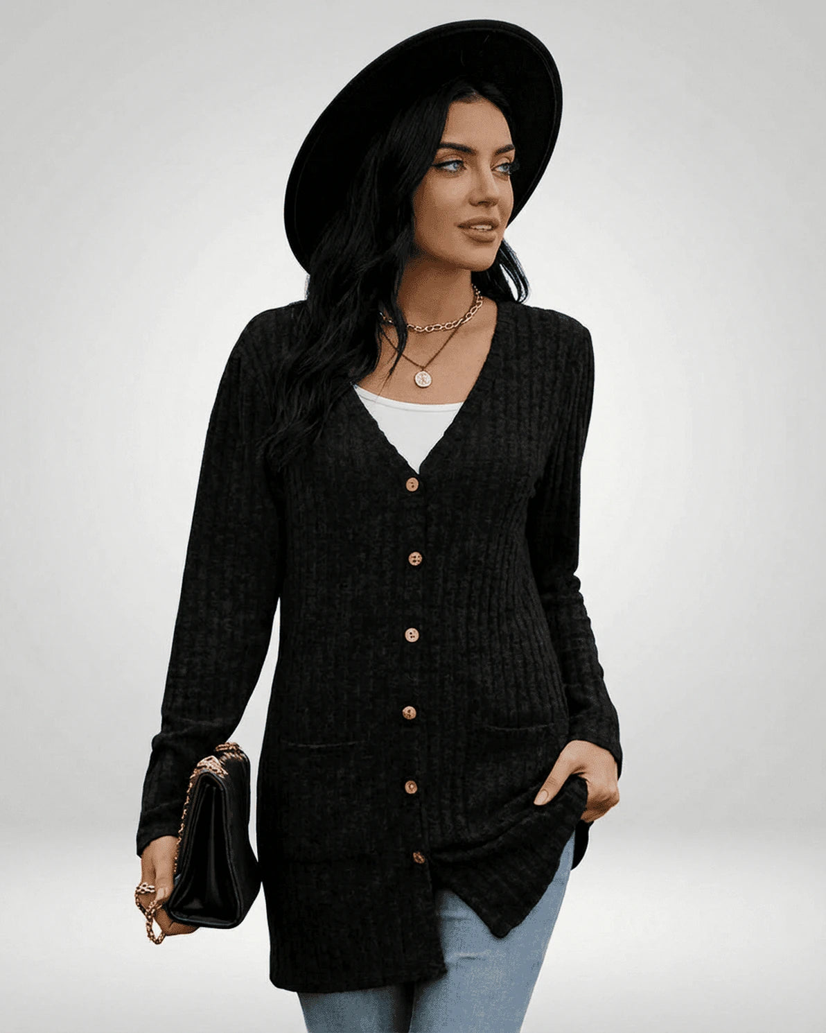 Nyx Cardigan – Red Cotton cardigan, front view by Slimona