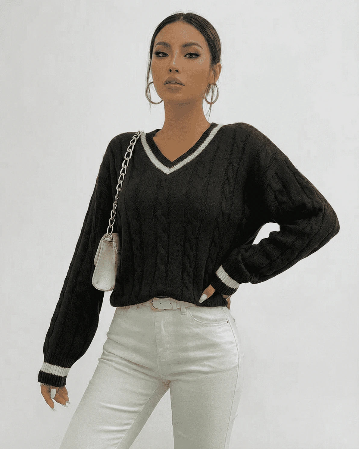 Verona Sweater – Red Cotton sweater, front view by Slimona