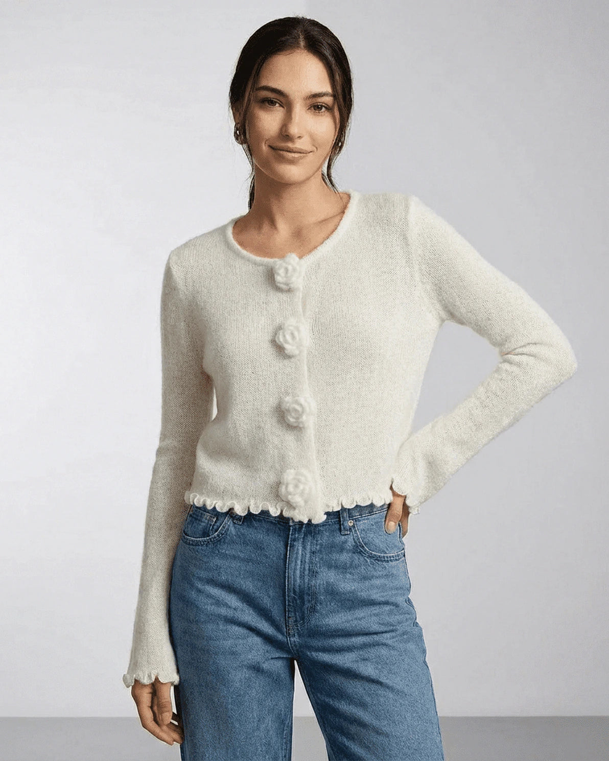 Provenza Cardigan – Red Cotton cardigan, front view by Slimona