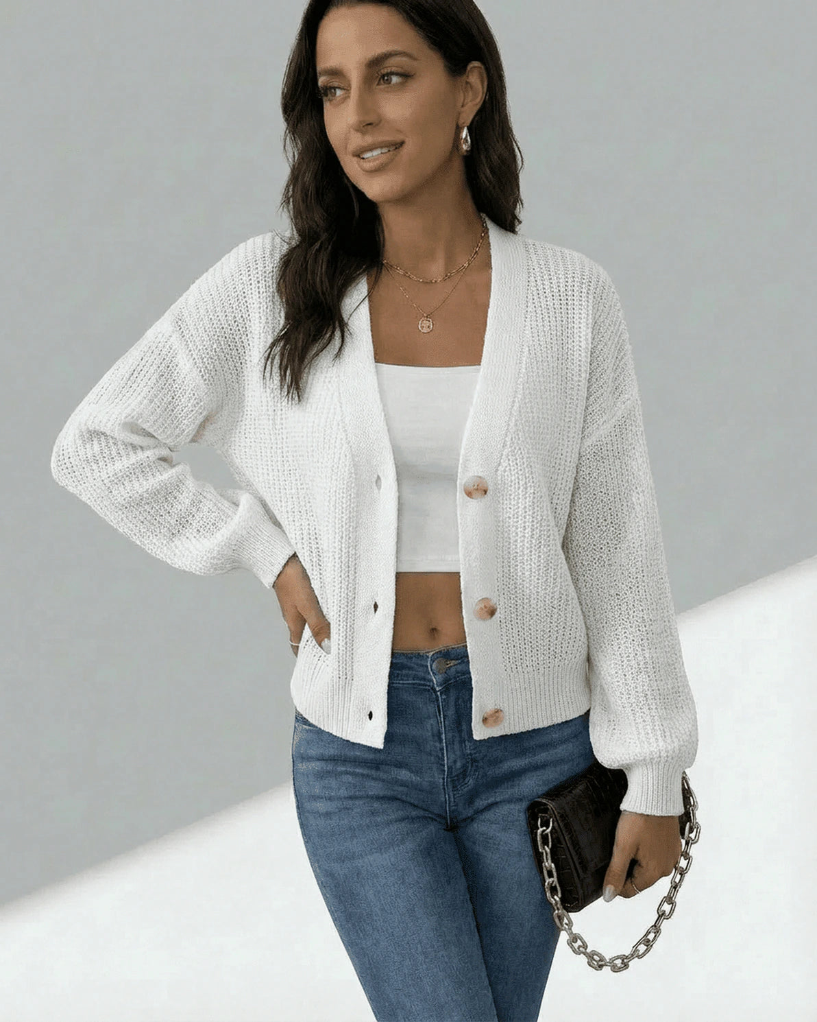 Athens Cardigan – Red Cotton cardigan, front view by Slimona