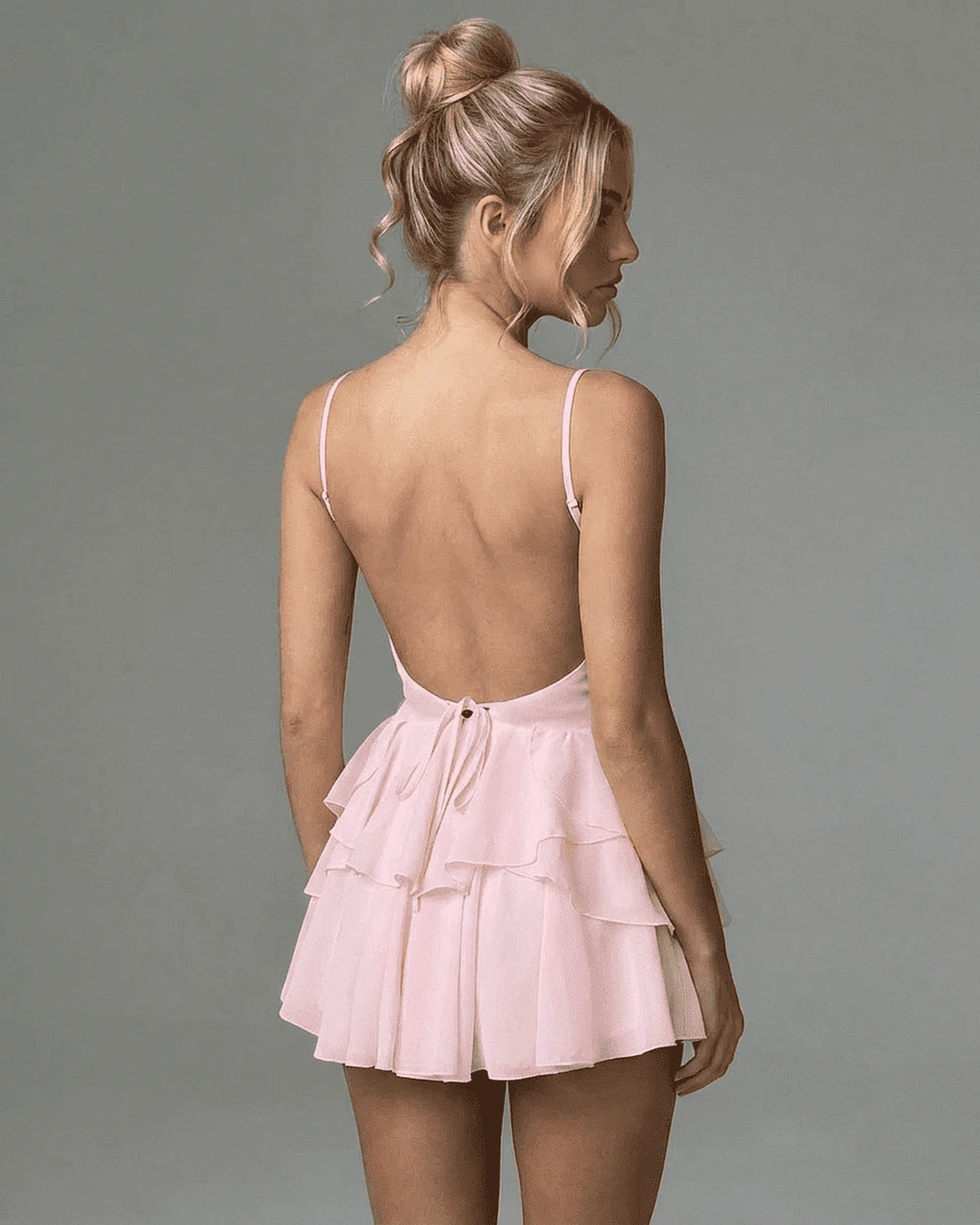 Isolde Mini Dress – Red V Neck mini dress, side view by Slimona