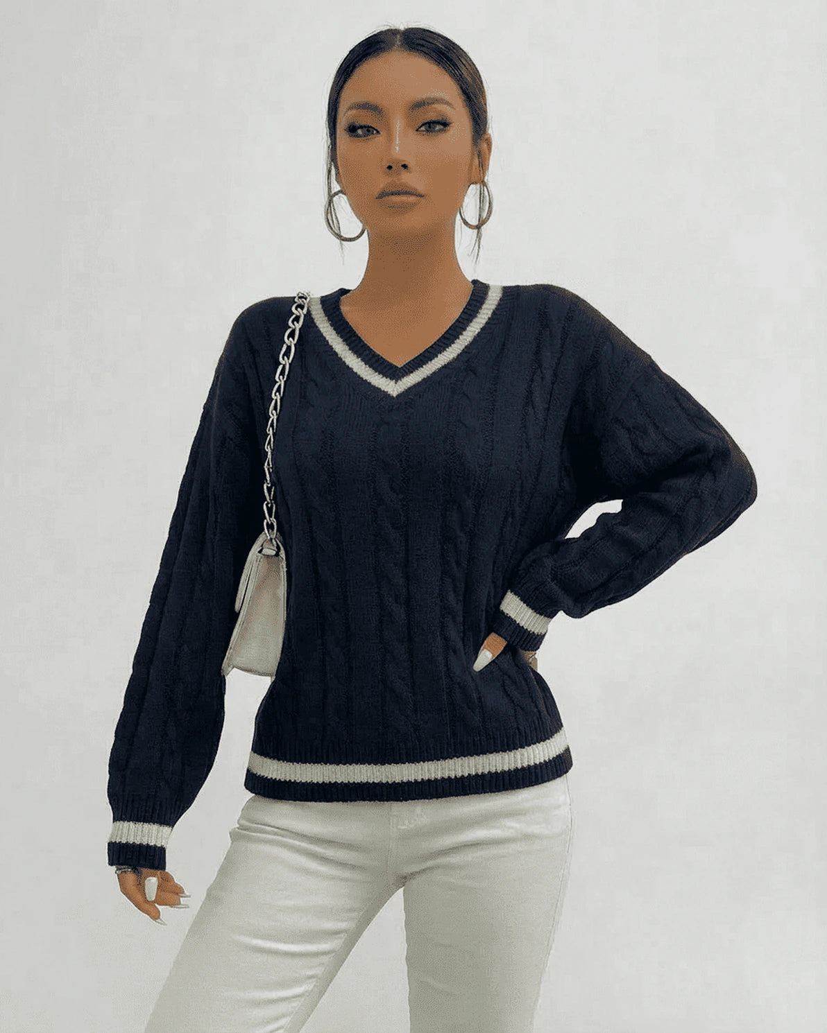 Marina Sweater – Red Cotton sweater, side view by Slimona