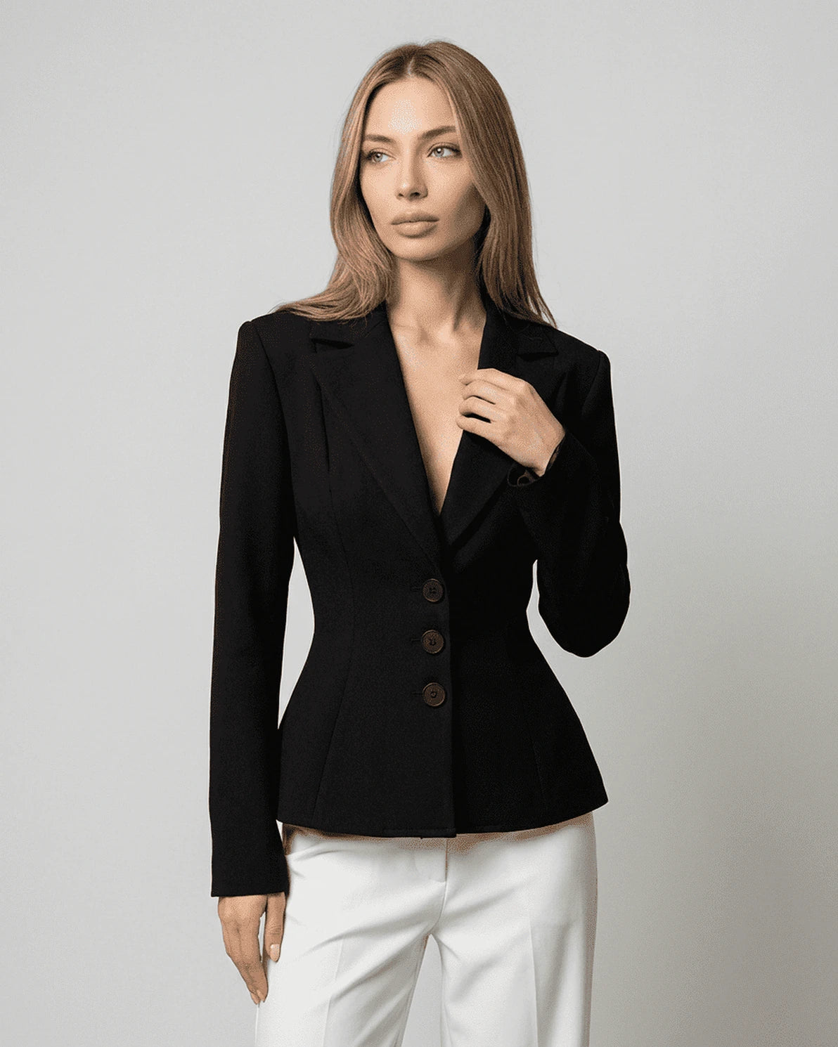Celeste Blazer – Black blazer, side view by Slimona
