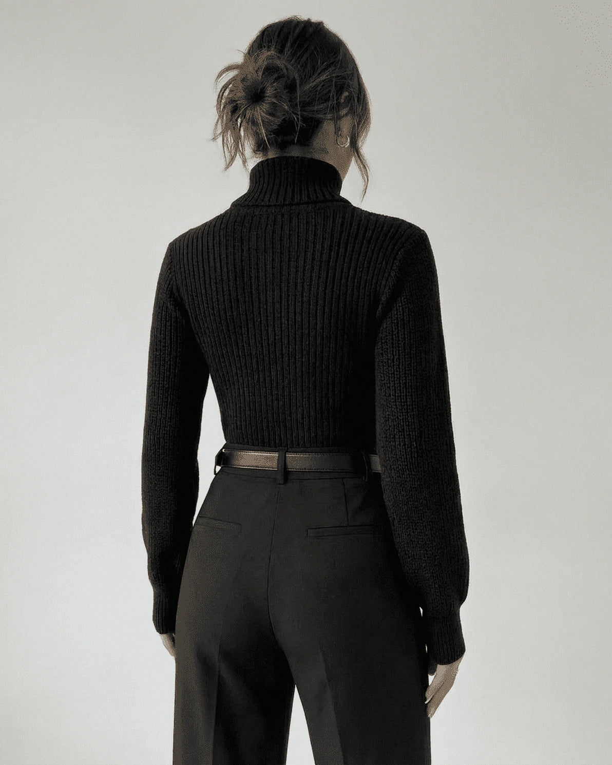 Sarina Sweater – Black sweater, side view by Slimona