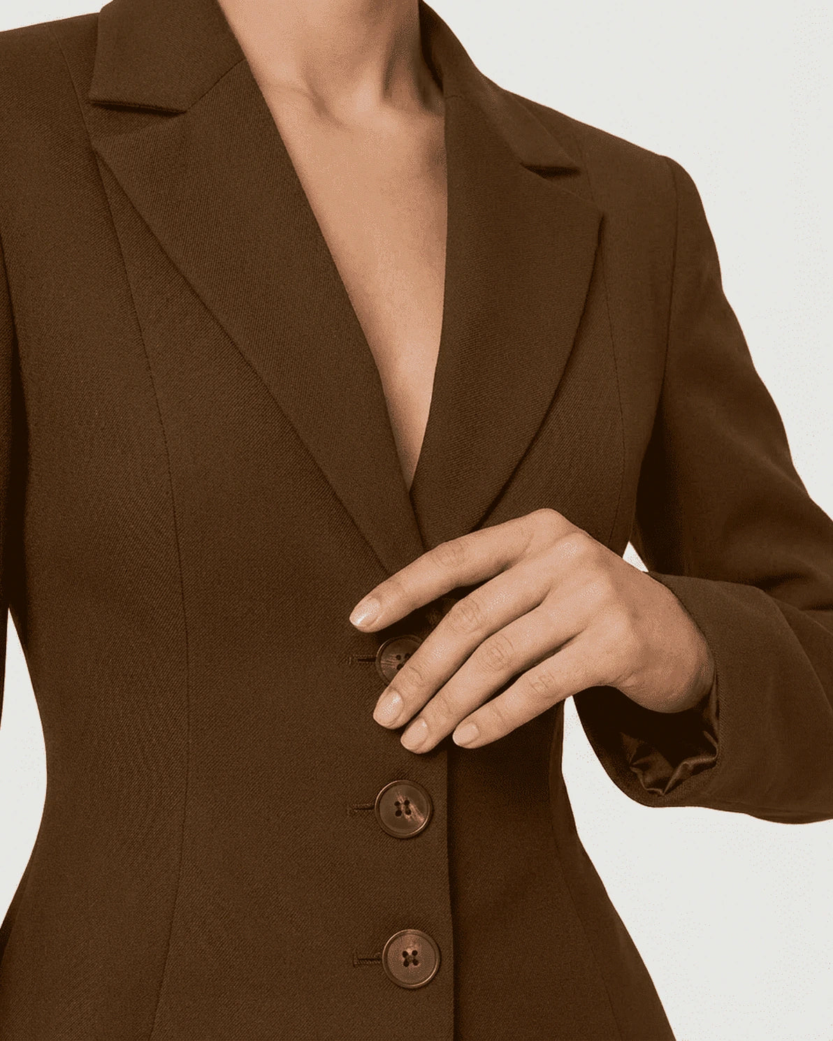 Sienna Blazer – Brown blazer, side view by Slimona