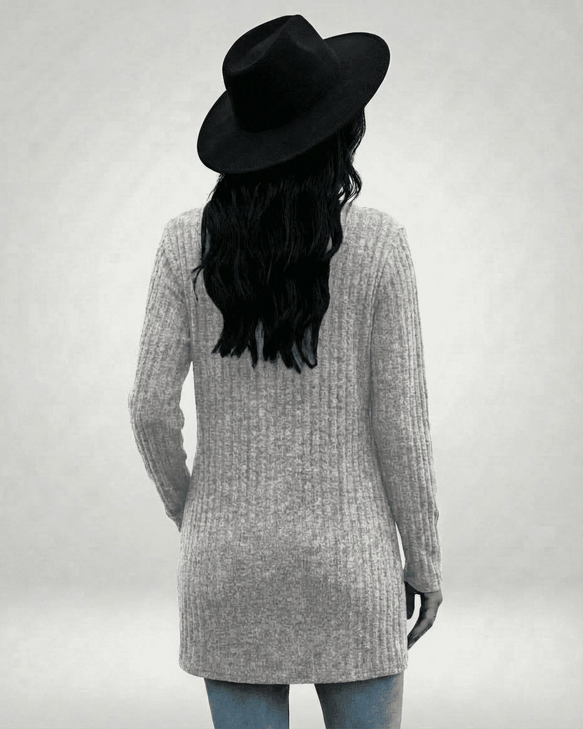 Luna Cardigan – Gray Cotton cardigan, side view by Slimona
