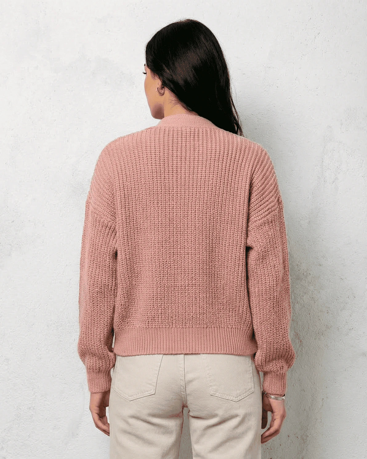 Blush Cardigan – Blush Cotton cardigan, side view by Slimona