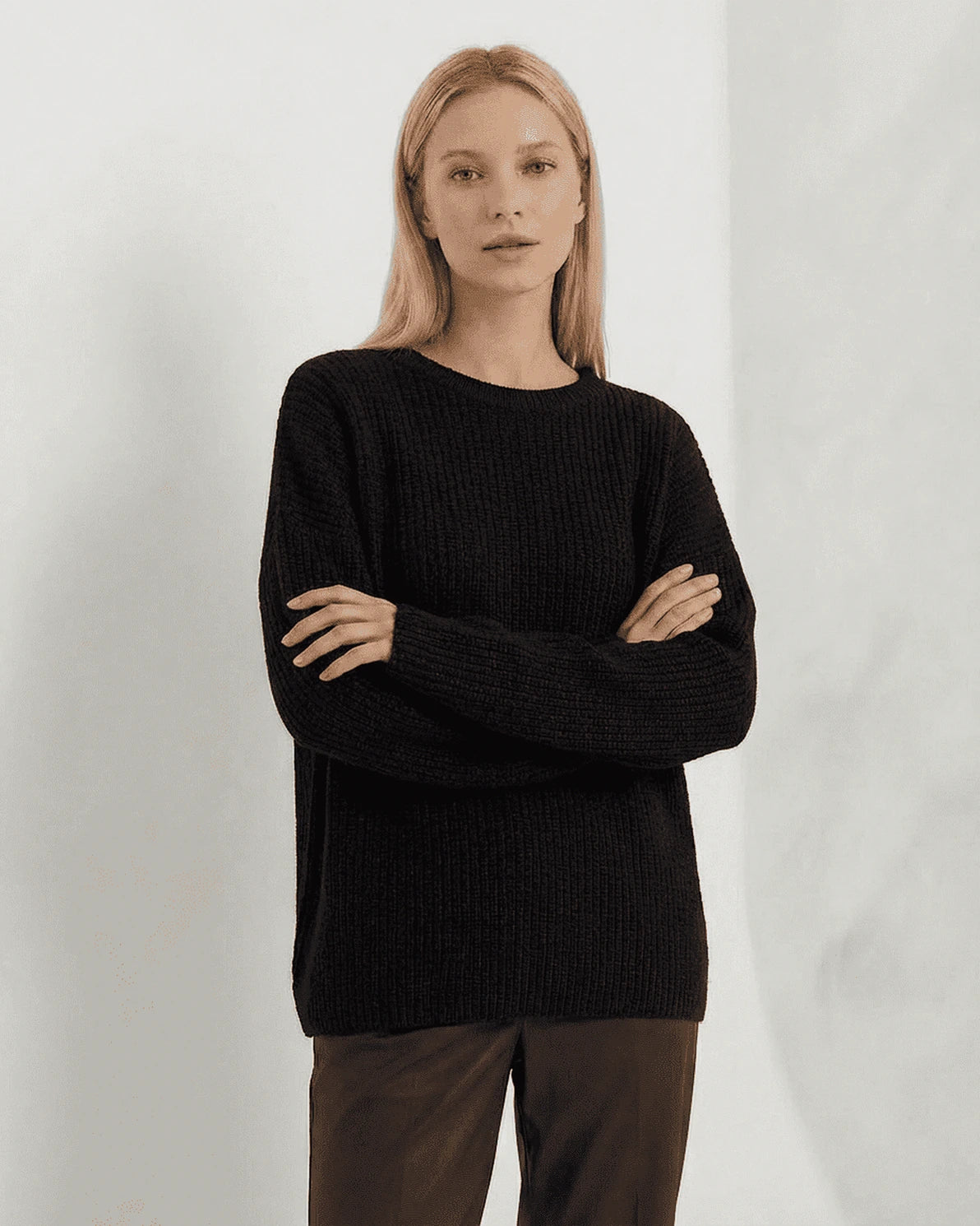 Arden Sweater – Burgundy Cotton sweater, side view by Slimona