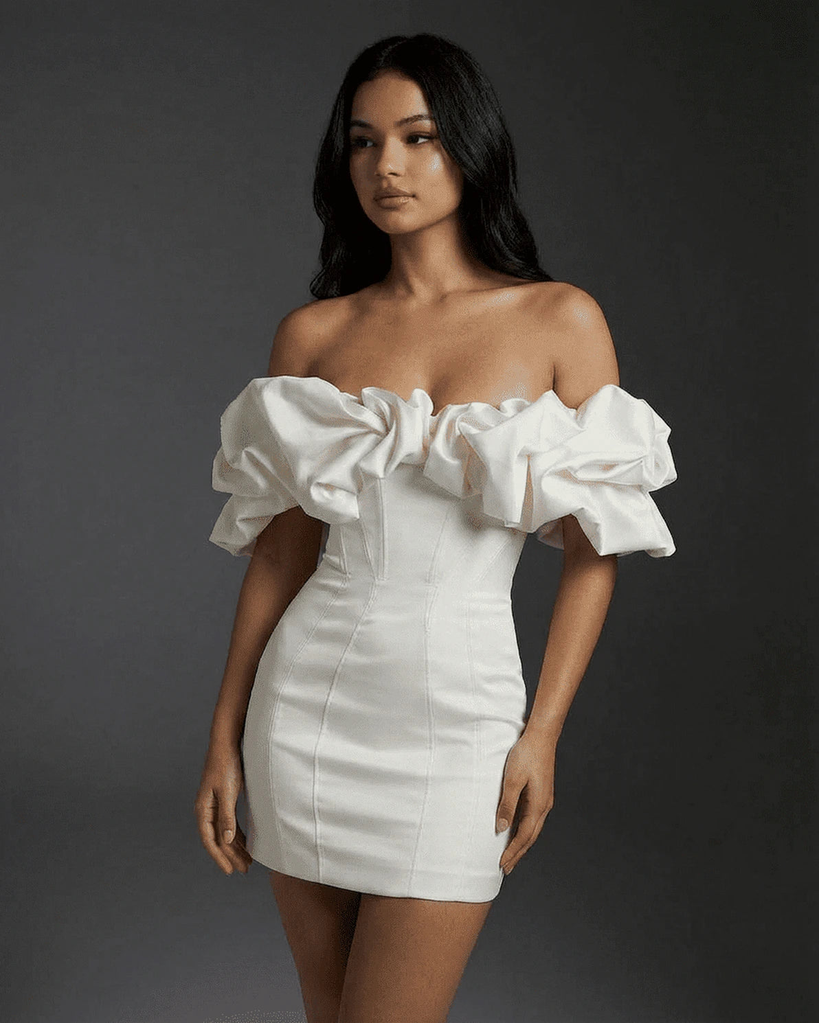 Xiomara Mini Dress – Red Round Neck mini dress, side view by Slimona