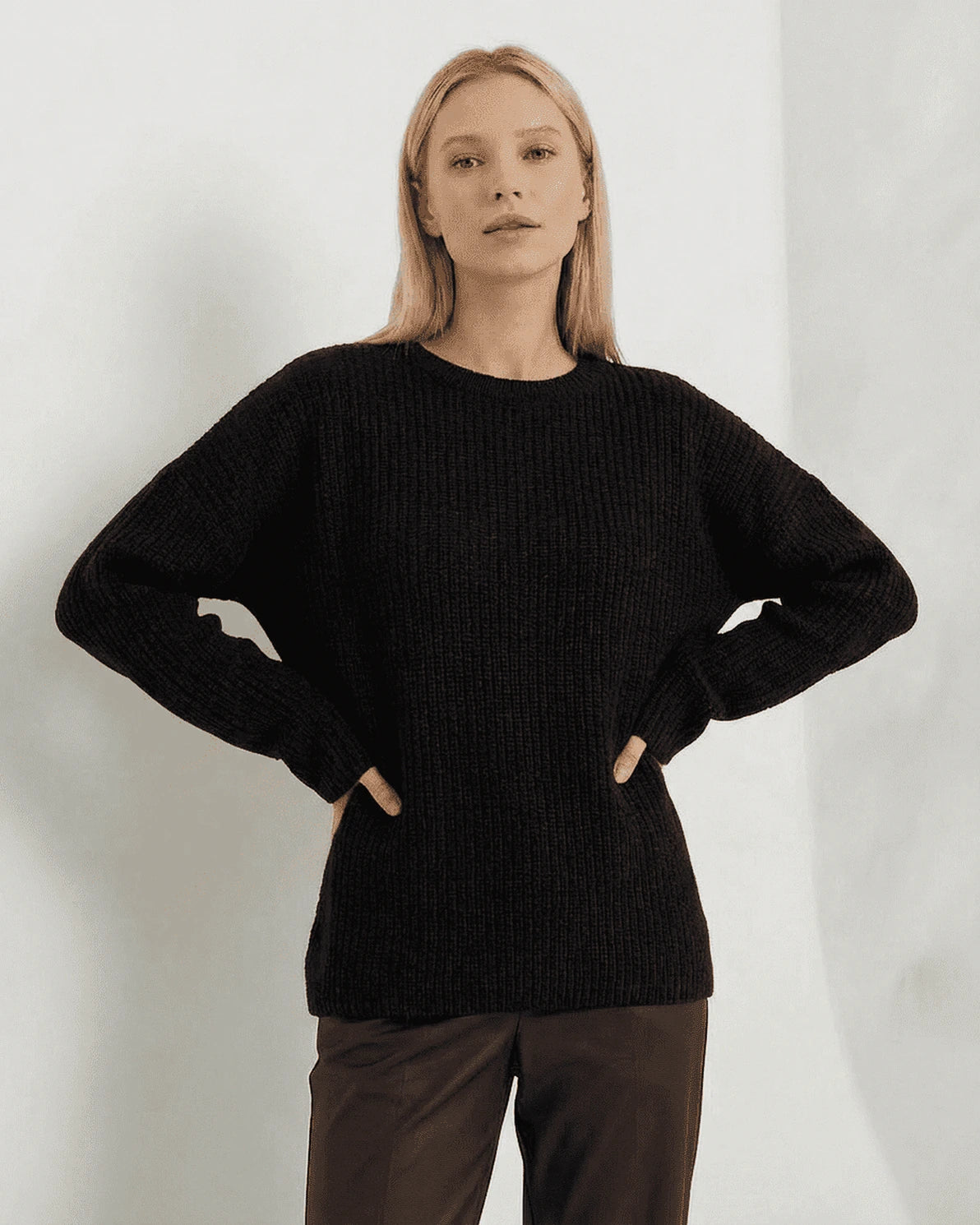 Arden Sweater – Burgundy Cotton sweater, back view by Slimona
