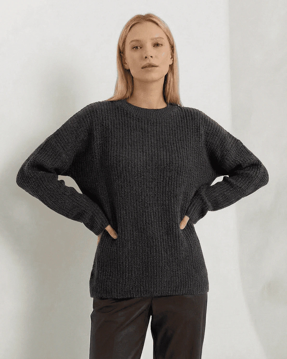 August Sweater – Knit sweater, back view by Slimona
