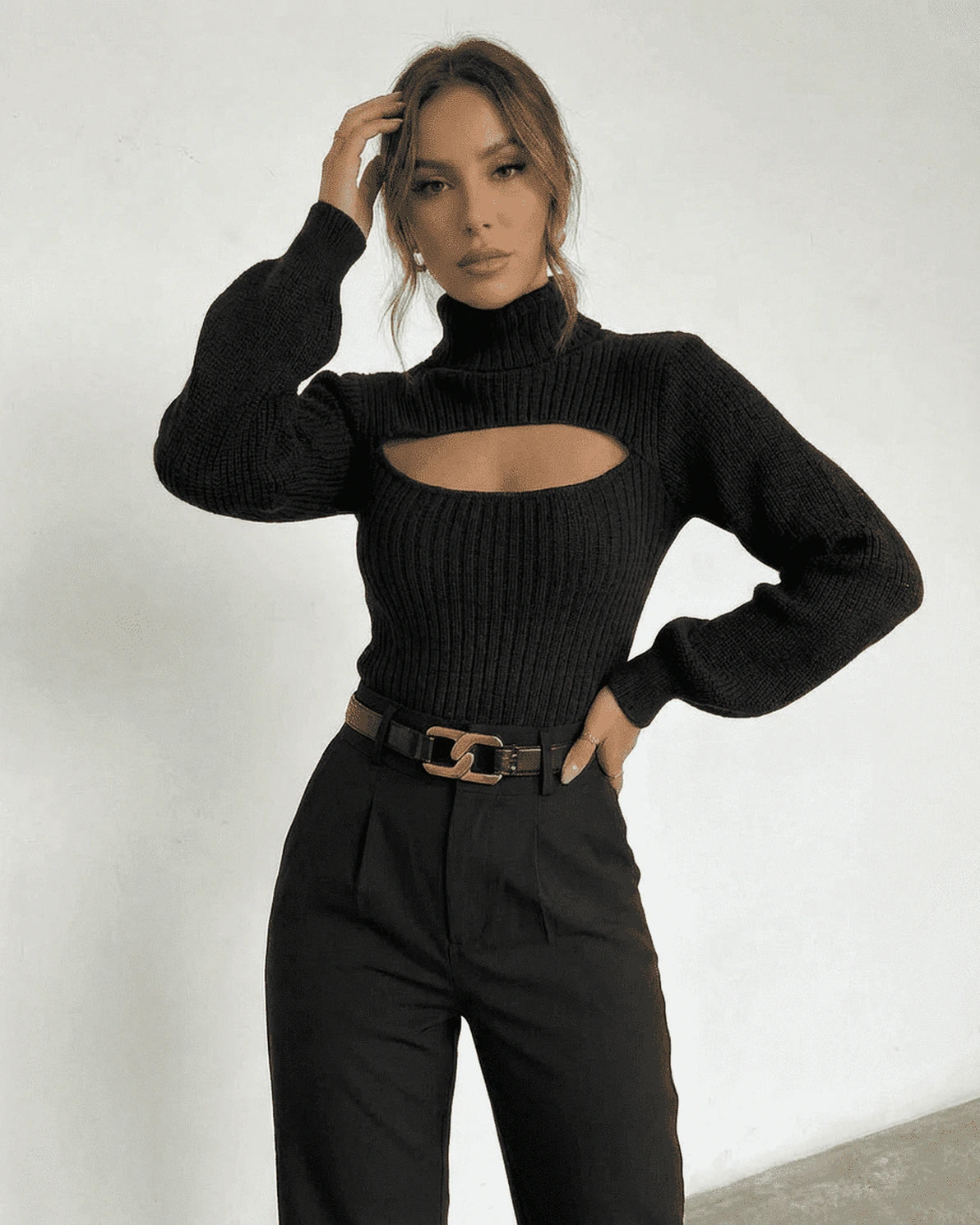Sarina Sweater – Black sweater, back view by Slimona