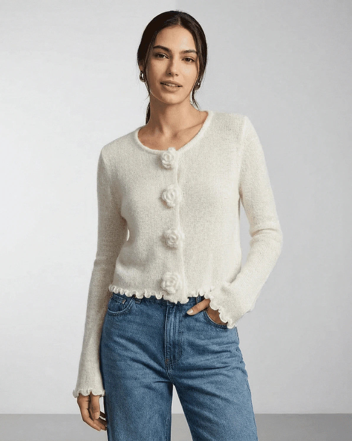 Provenza Cardigan – Red Cotton cardigan, back view by Slimona