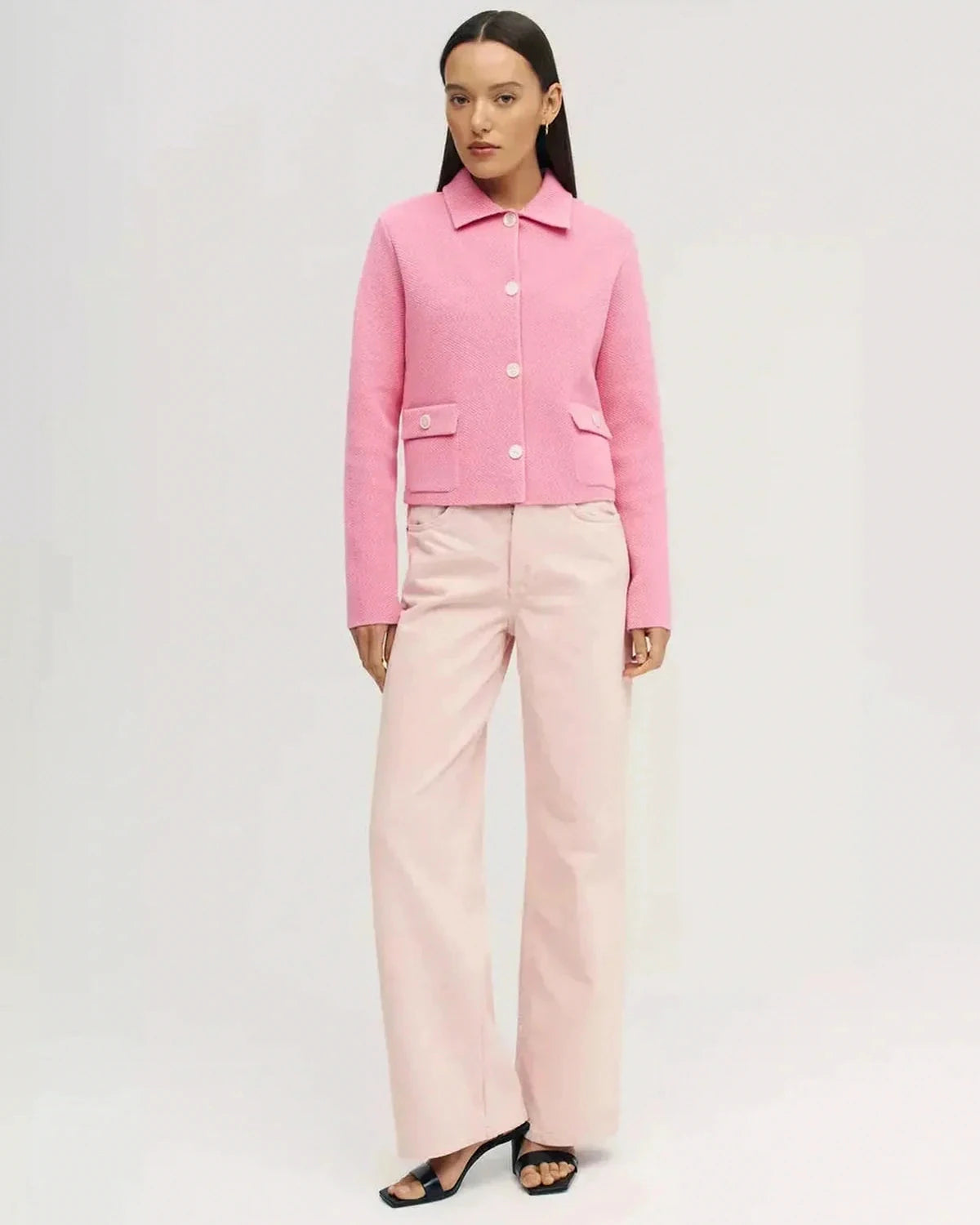 Serena Jacket – Pink Cotton jacket, back view by Slimona