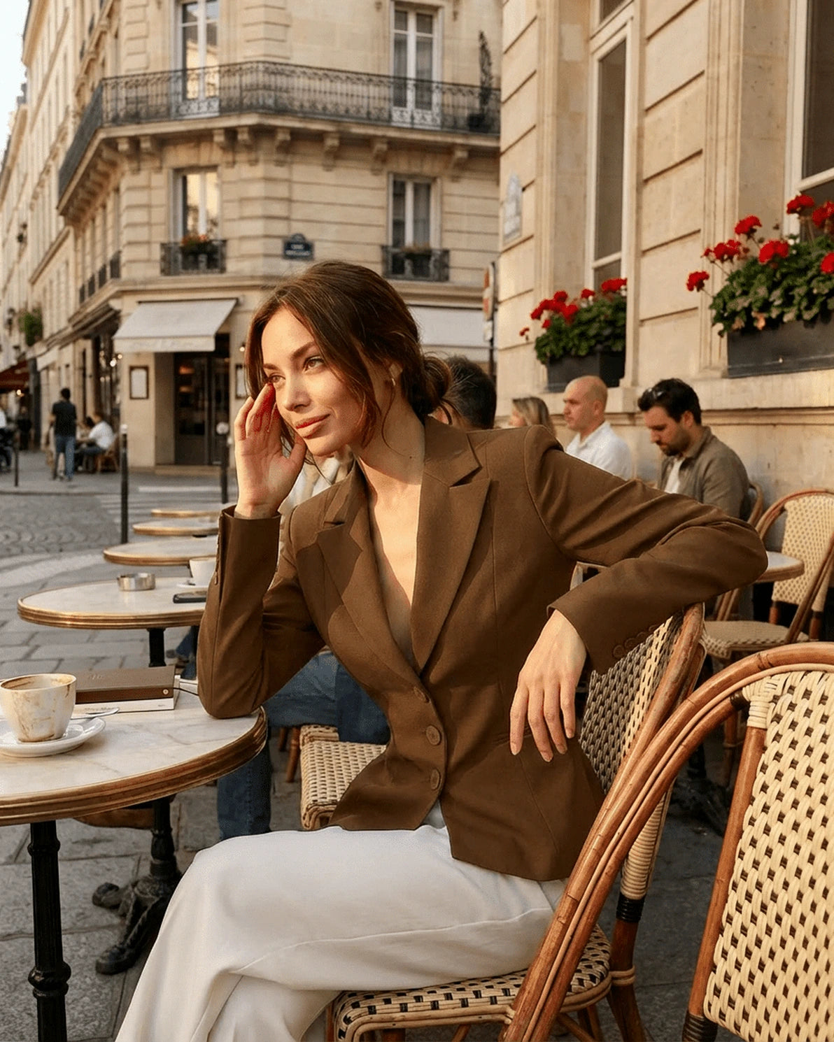 Sienna Blazer – Brown blazer, back view by Slimona