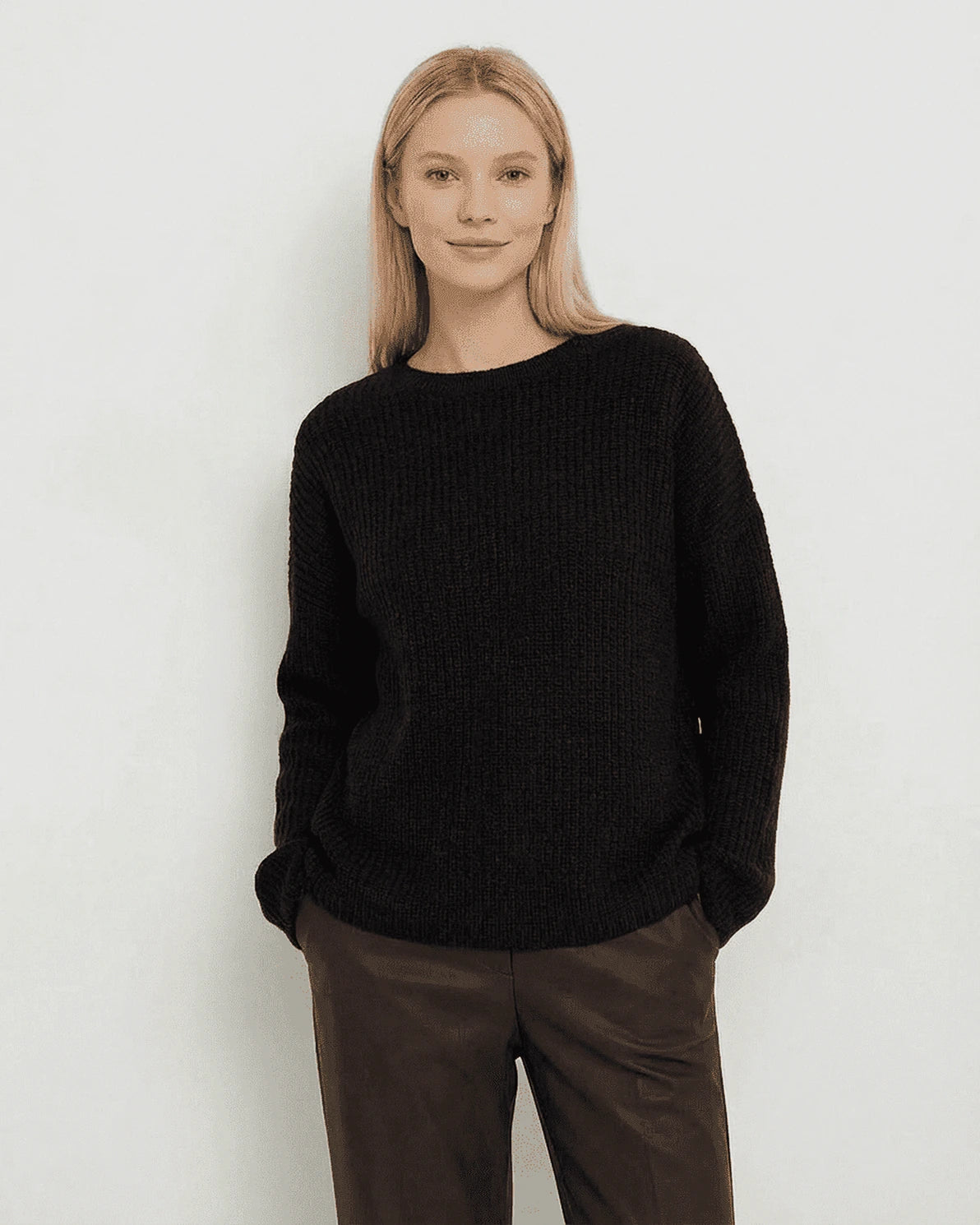 Arden Sweater – Burgundy Cotton sweater, detail view by Slimona