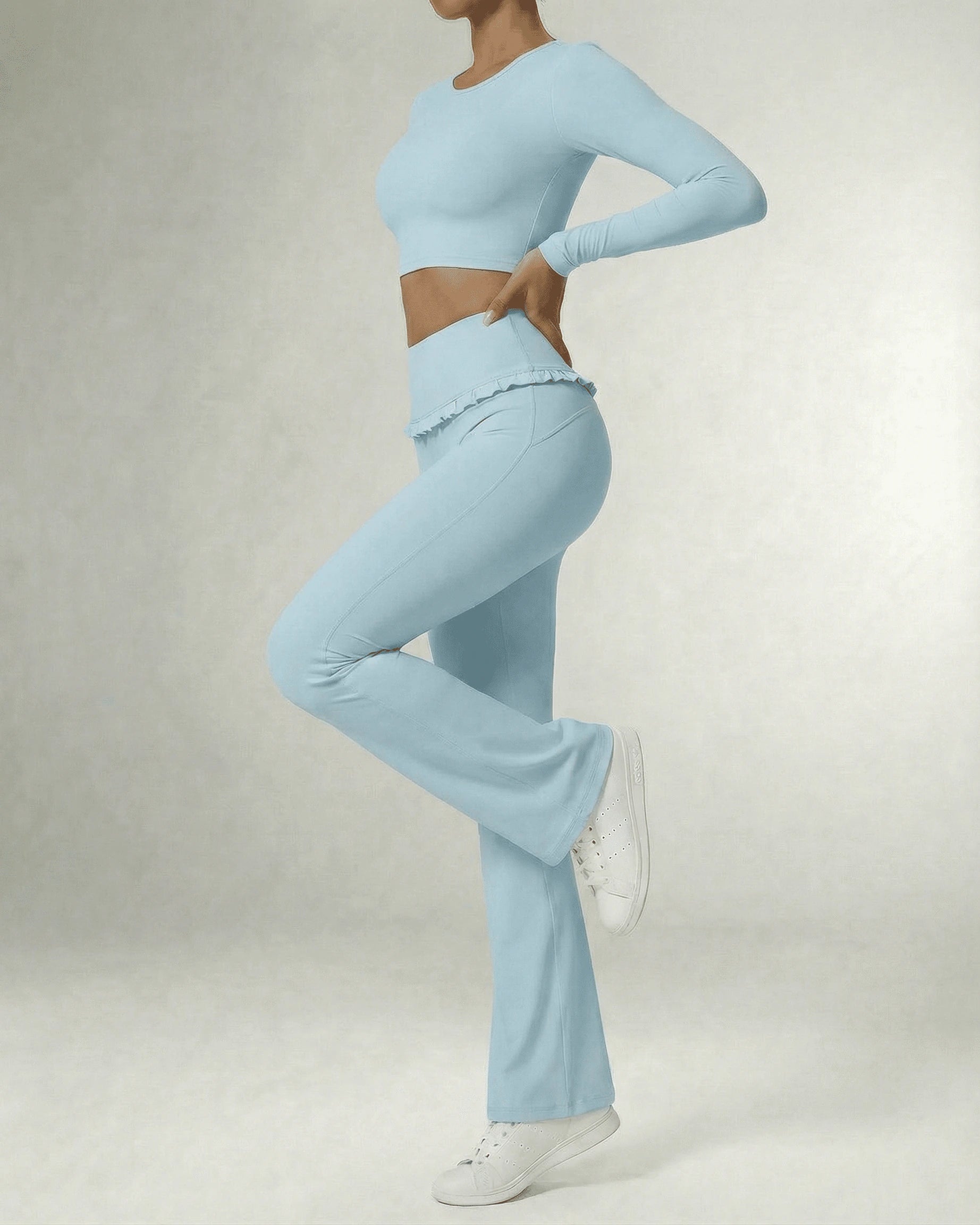Celeste Leggings Blue – Blue leggings, detail view by Slimona
