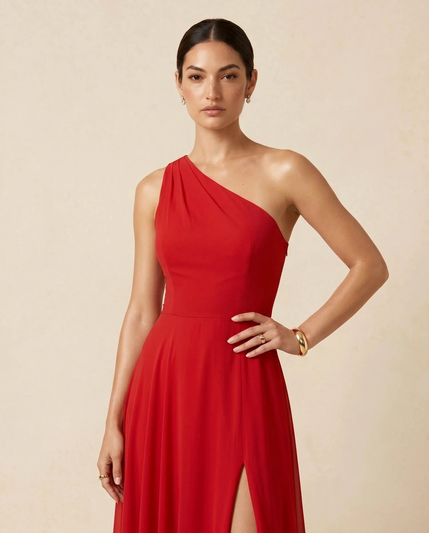 Caldera Maxi Dress – Black Satin maxi dress, bodice and waist detail by Slimona